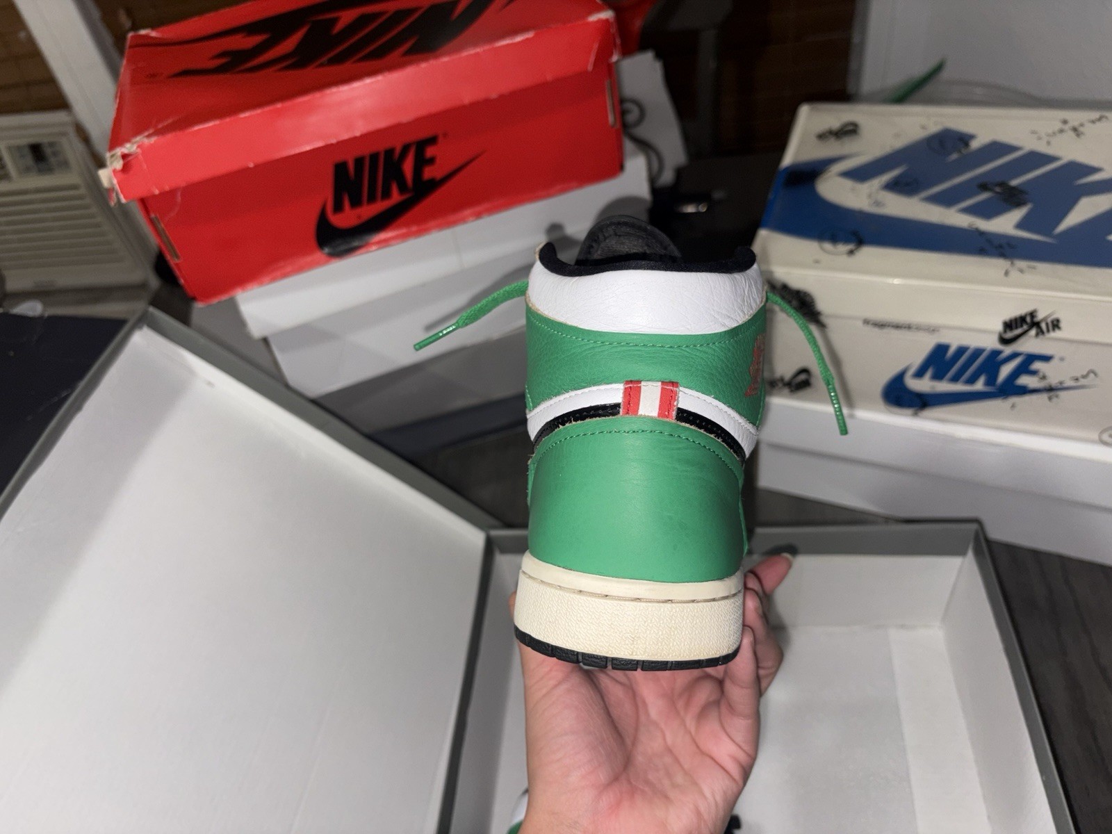 Nike Air Jordan 1 Mid Men’s High Top Lace-Up Colorblock Sneakers