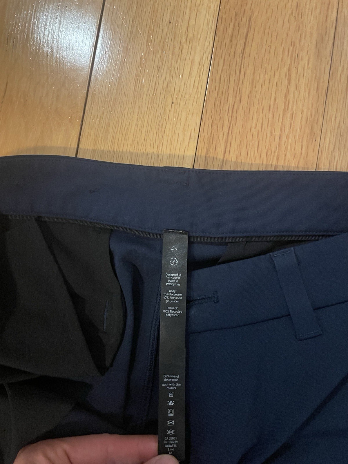 Lululemon ABC Pants Mens 34 x 32 Navy Classic-Fit 5 Pocket Warpstreme Flat Front