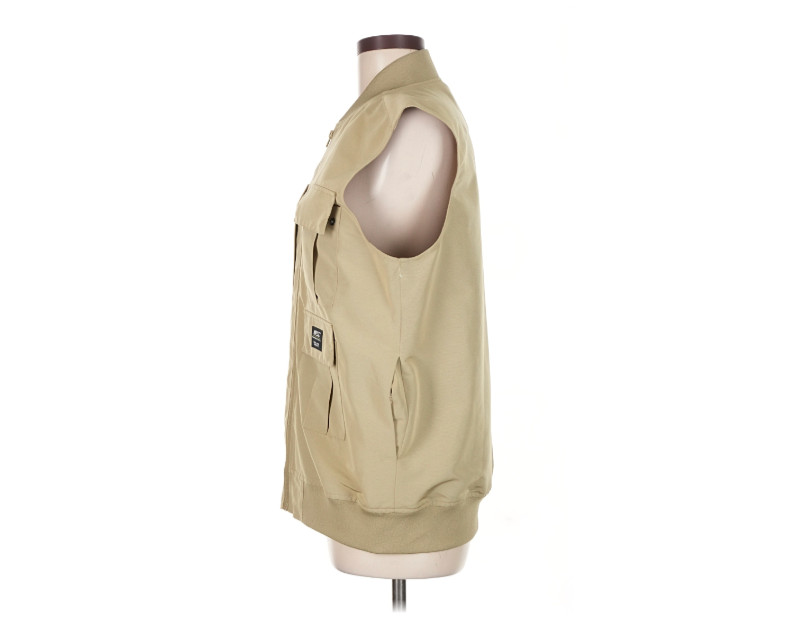 WESC Multi Cargo Twill Utility Vest Men Medium Women Large Khaki Full Zip
