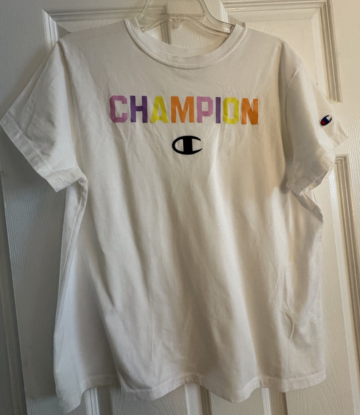 Champion Women’s White Athletic T-Shirt Size XL 100% Cotton
