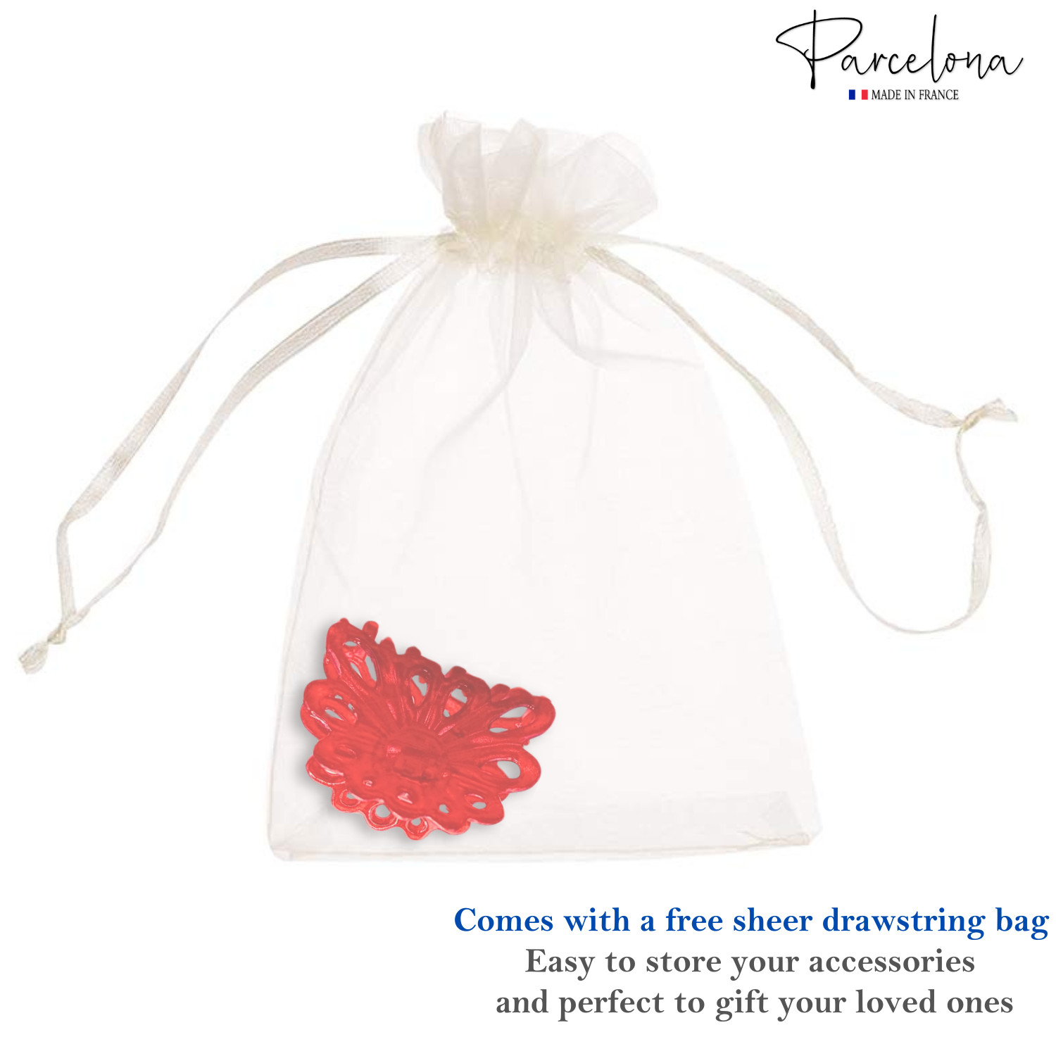 Parcelona French Plume Small Cellulose Jaw Hair Claw for Women and Girls