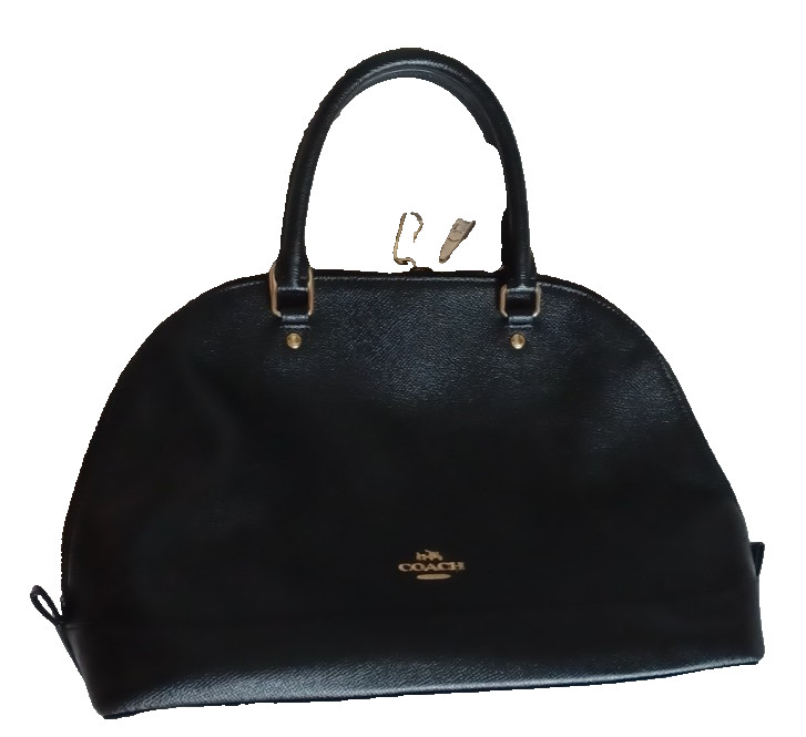 Authentic Coach Sierra Domed Black Leather Handbag Satchel Purse F57524 Black