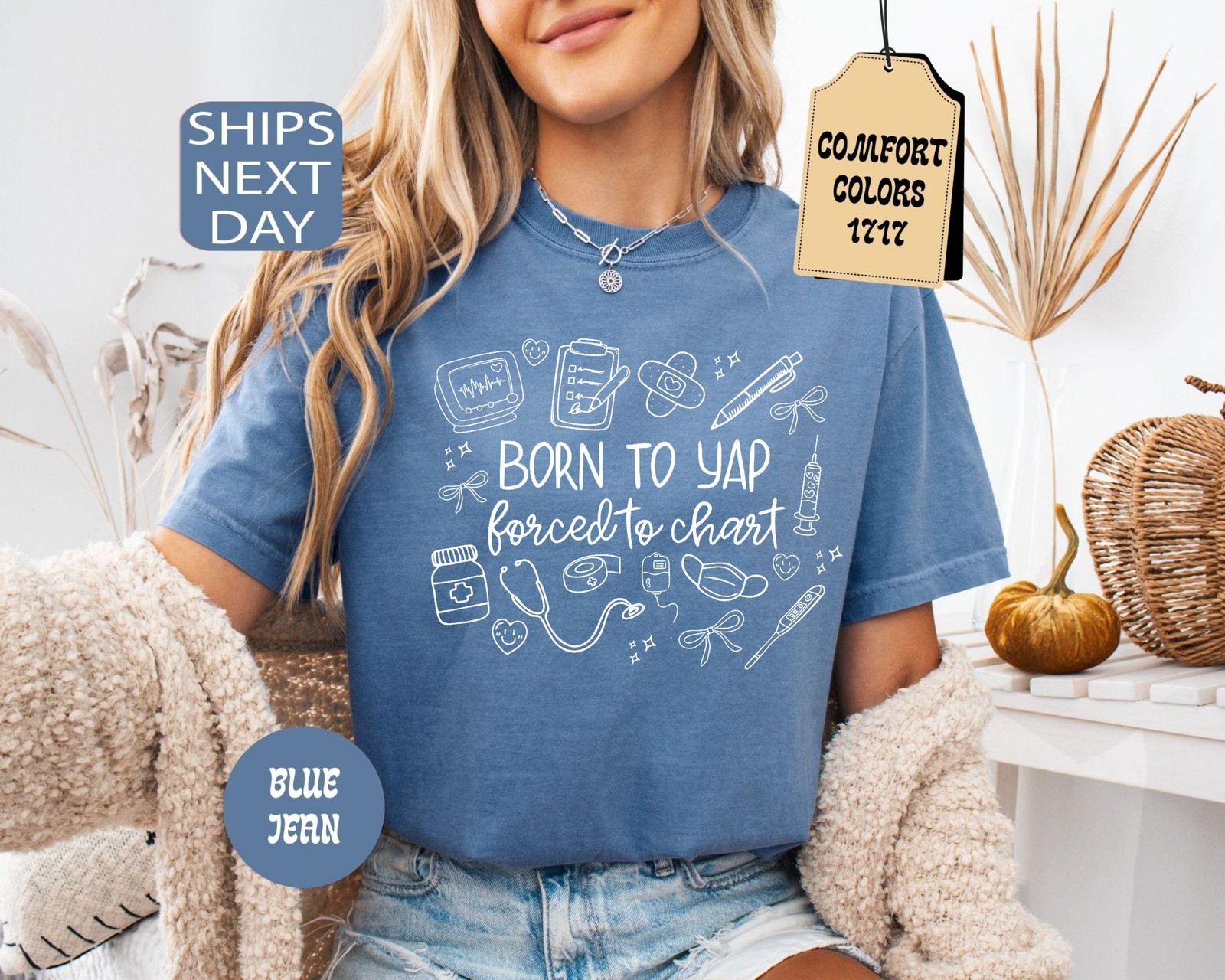 Comfort Colors Born to Yap Forced to Chart Shirt Funny Nurse Shirt Nurse