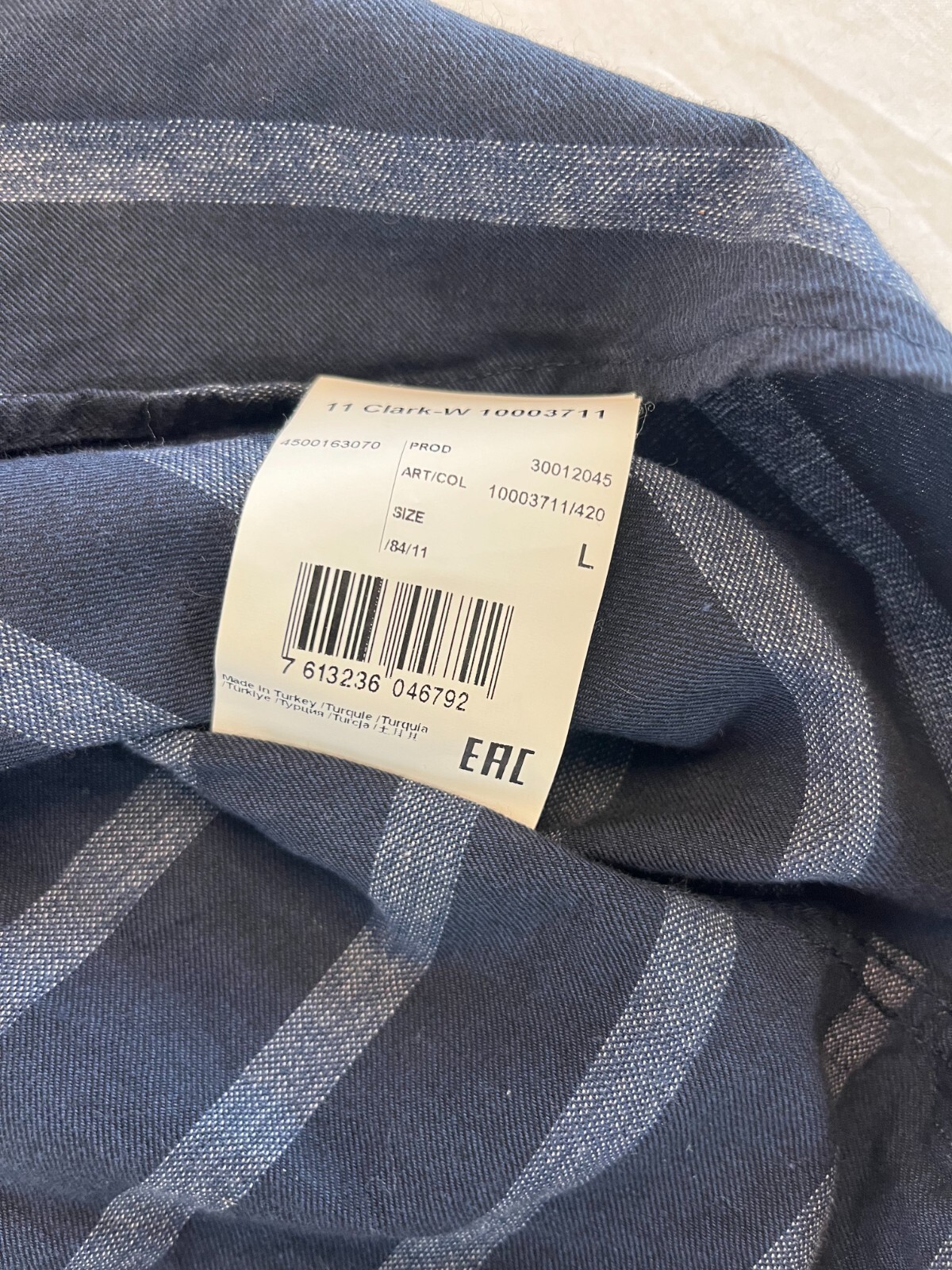 Strellson Men’s Large Slim Fit Gray Stripe Button Down Shirt Smart Casual Euro