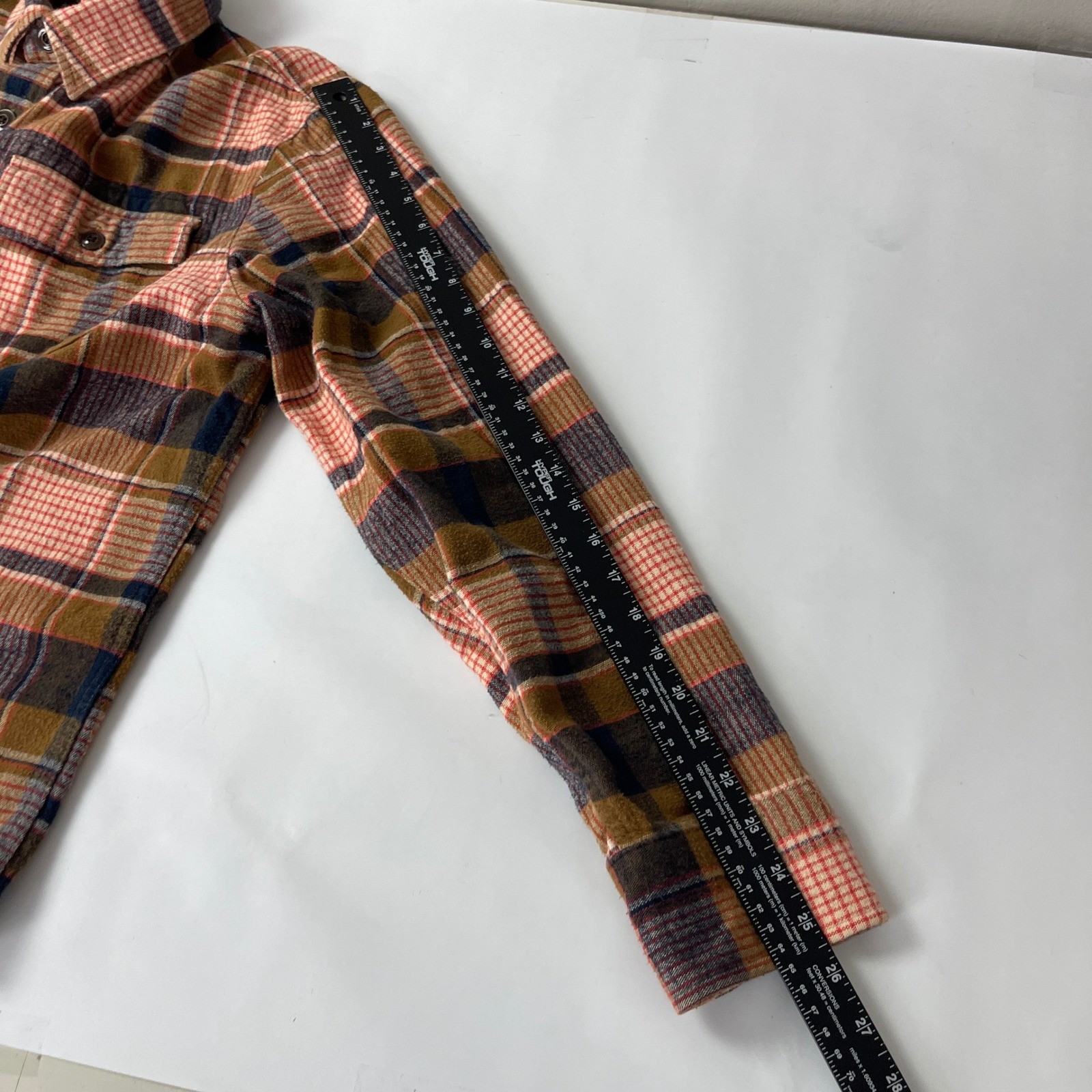 LL Bean Signature Shirt Mens Large Slim Brown Red Chamois Plaid Outdoor Heritage