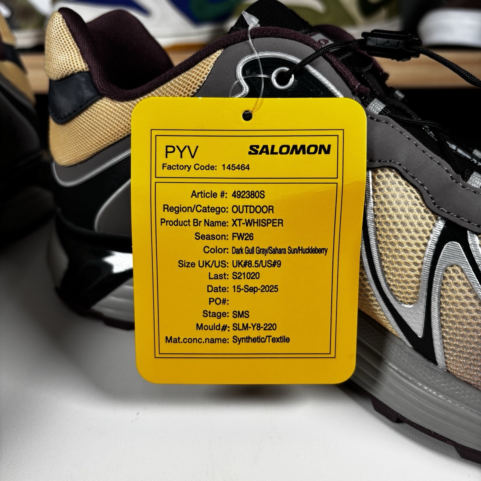Sz 9 Salomon XT-Whisper Dark Gull Gray Sahara Sun Huckleberry *SAMPLE*
