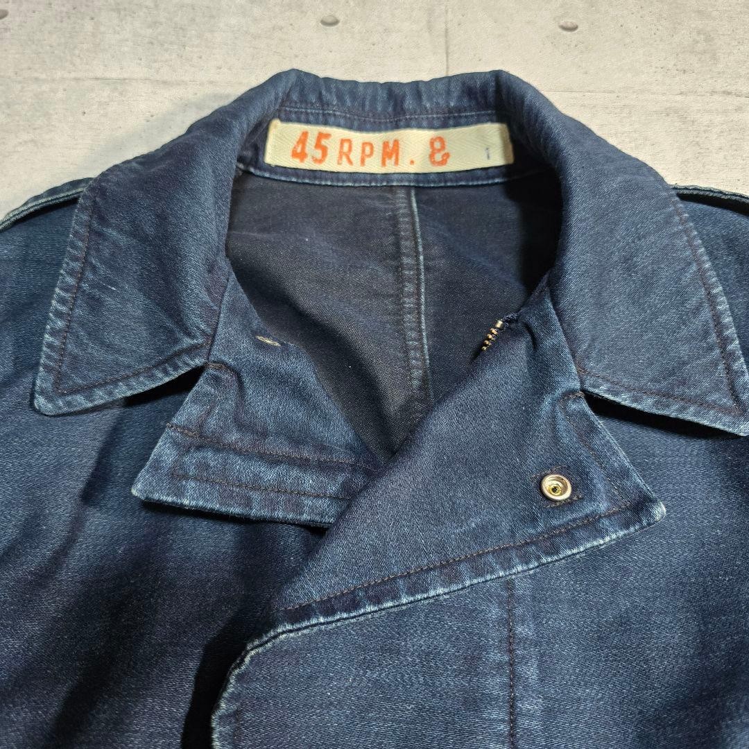 45R Indigo Blue Cotton Double Riders Jacket S Small Made In Japan Workwear