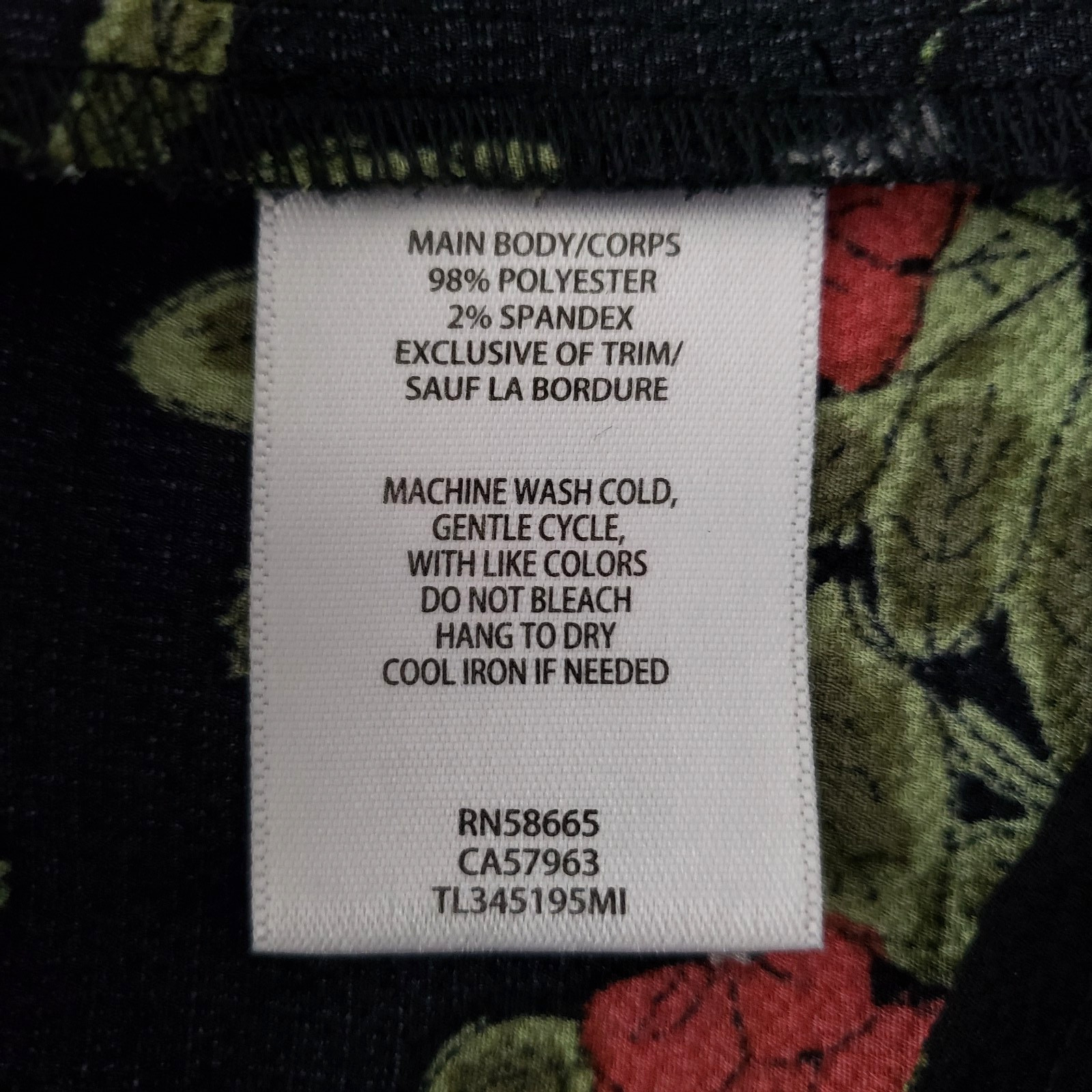 Nordstrom Leith Womens Size Medium Black Floral Blouse Top Long Sleeve Red Green