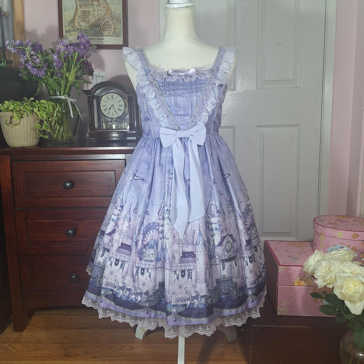 🎀 Angelic Pretty Fairytale Carriage Lilac JSK & Matching Tights Set 🏰 Sweet…