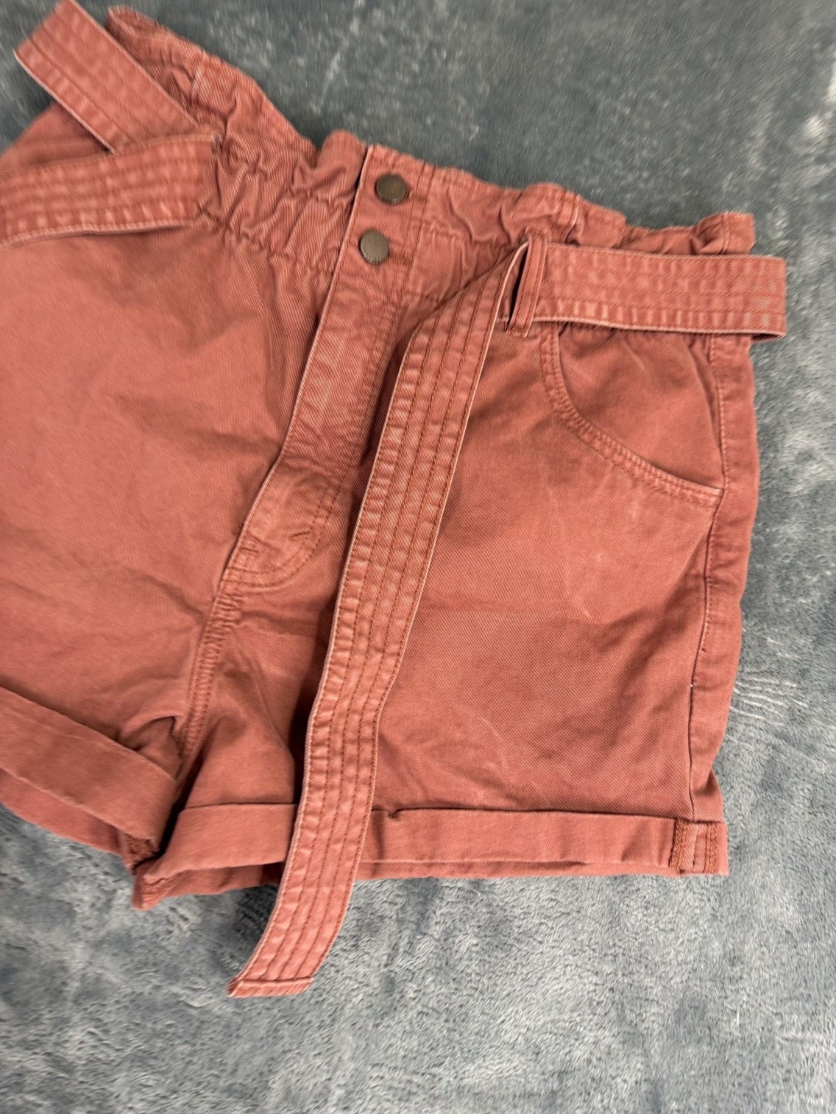 Abercrombie & Fitch Womens Rust Paperbag Belted Shorts Size M