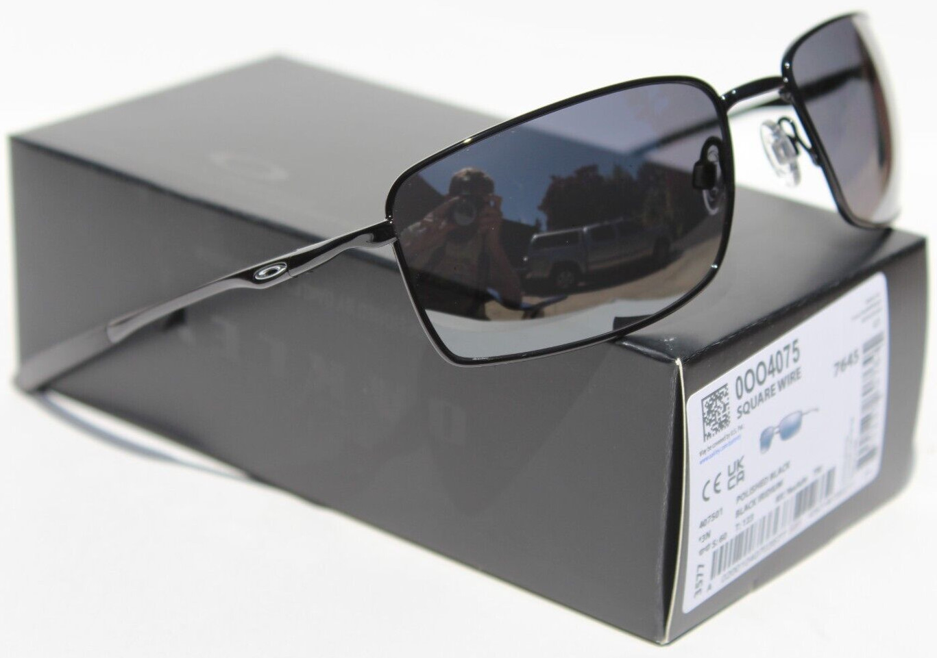 OAKLEY Square Wire Sunglasses Polished Black/Black Iridium NEW OO4075-01