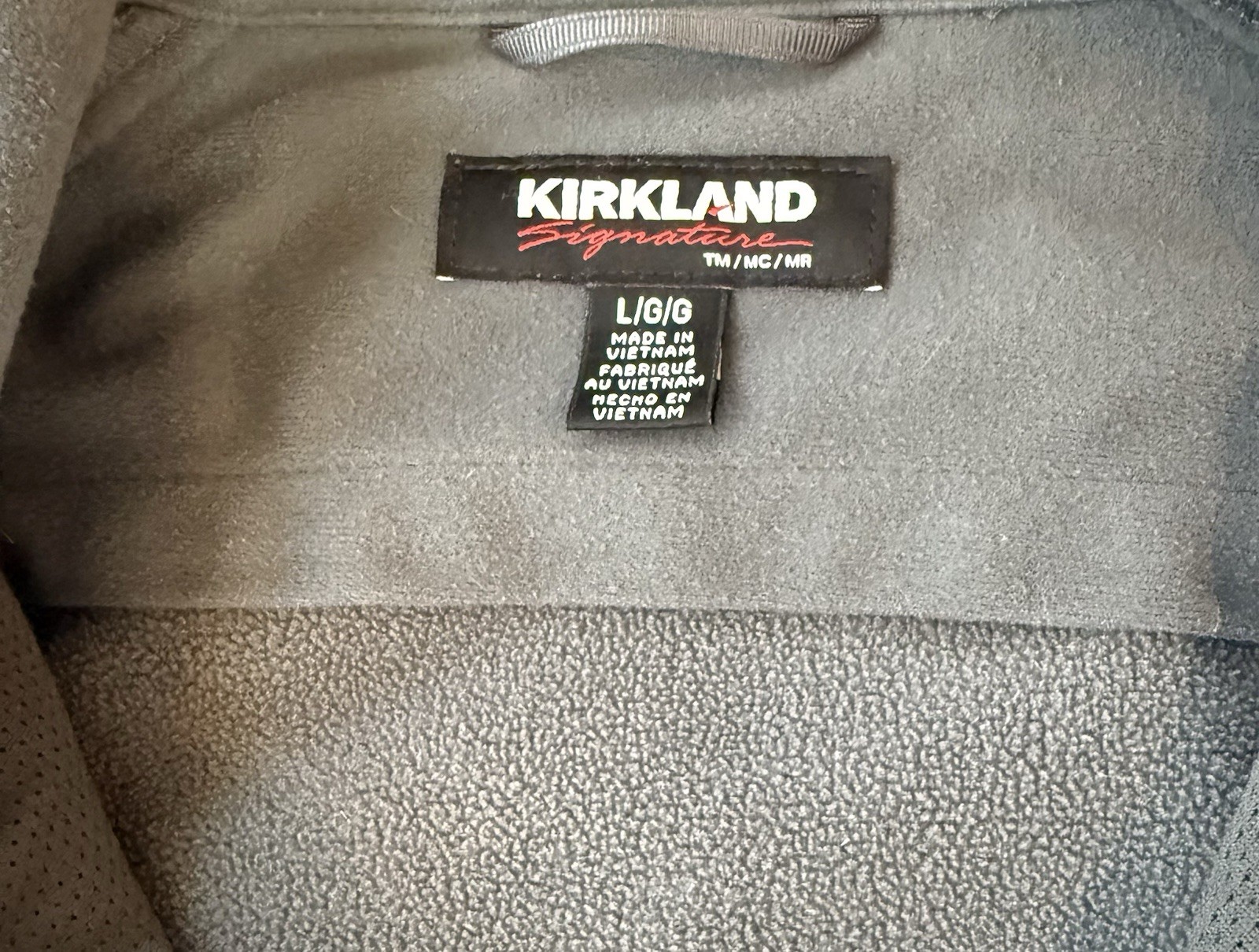 Kirkland Signature Men’s Softshell Full Zip Jacket Stand-Up Collar L Green/Gray