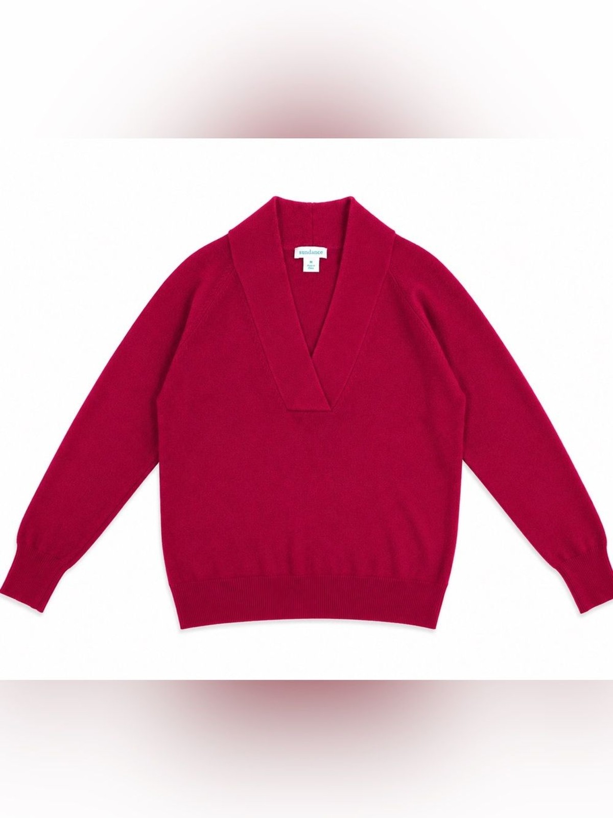 Sundance 100% Cashmere Sweater Size M Pink V-Neck Long Sleeve Pullover