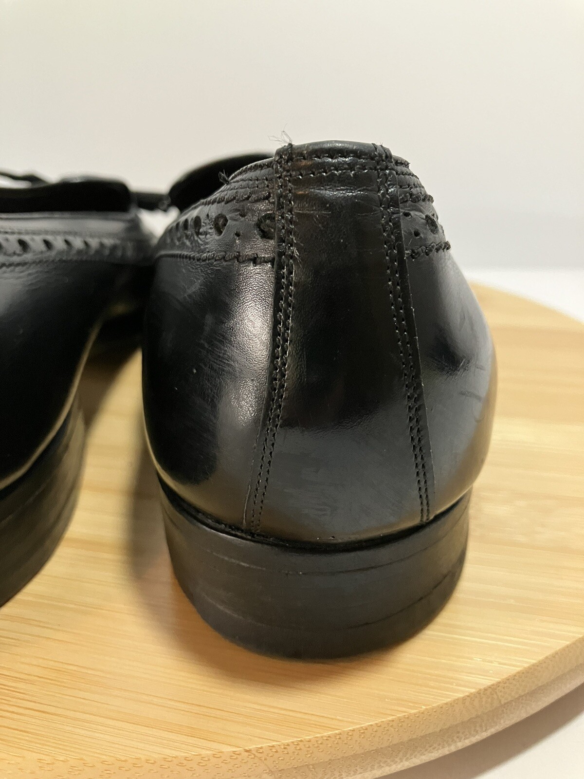 VTG Men’s FLORSHEIM Slip On Wingtip Tassel Loafers Black Leather 913306 SZ 11 C
