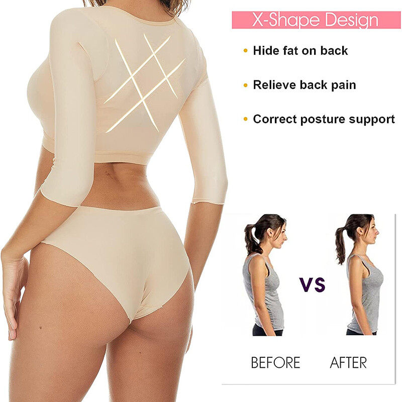 Women Arm Shaper Compression Sleeve Post Surgery Posture Corrector Top Shapewear