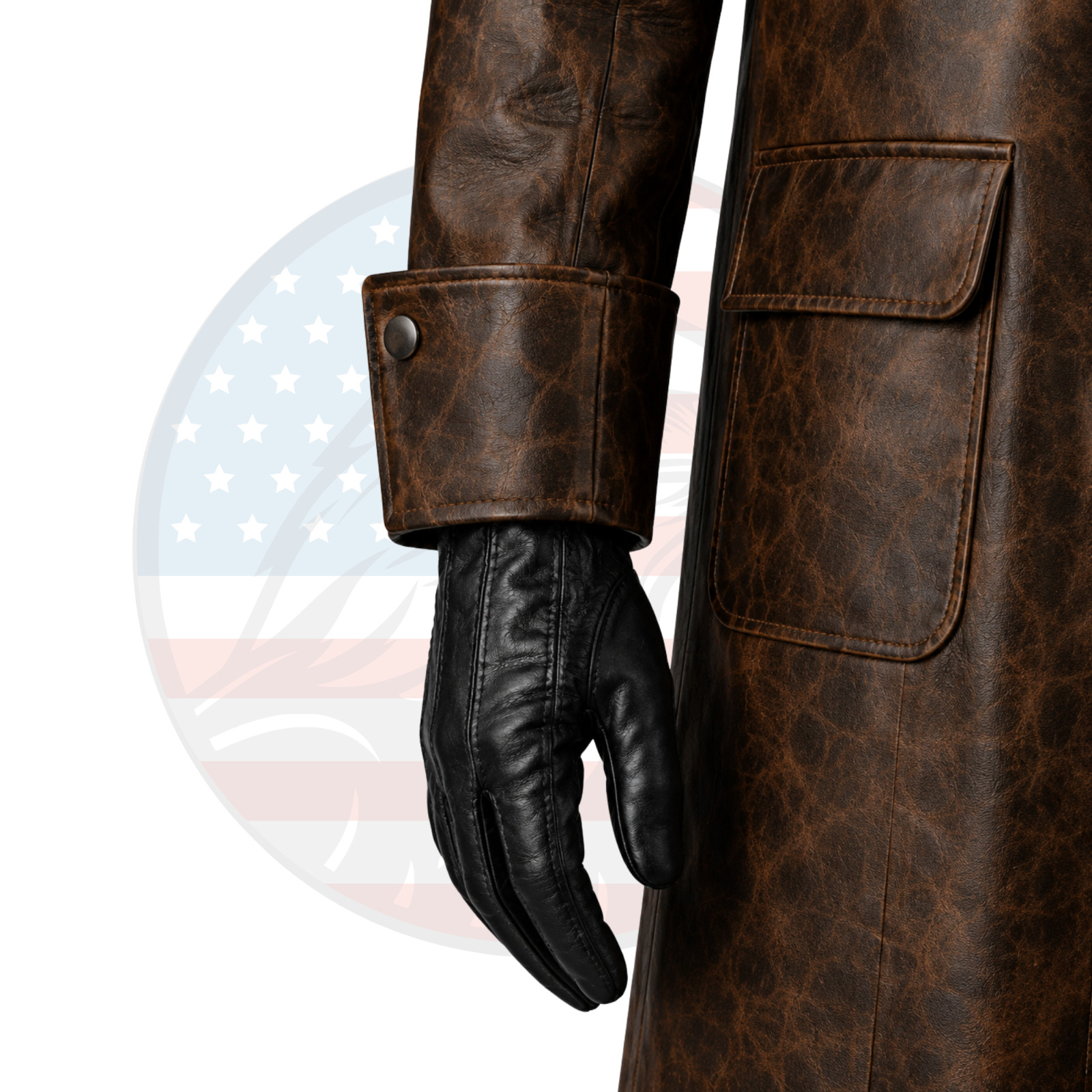 Spider Noir Brown Leather Trench Coat Spider-Man Halloween Cosplay