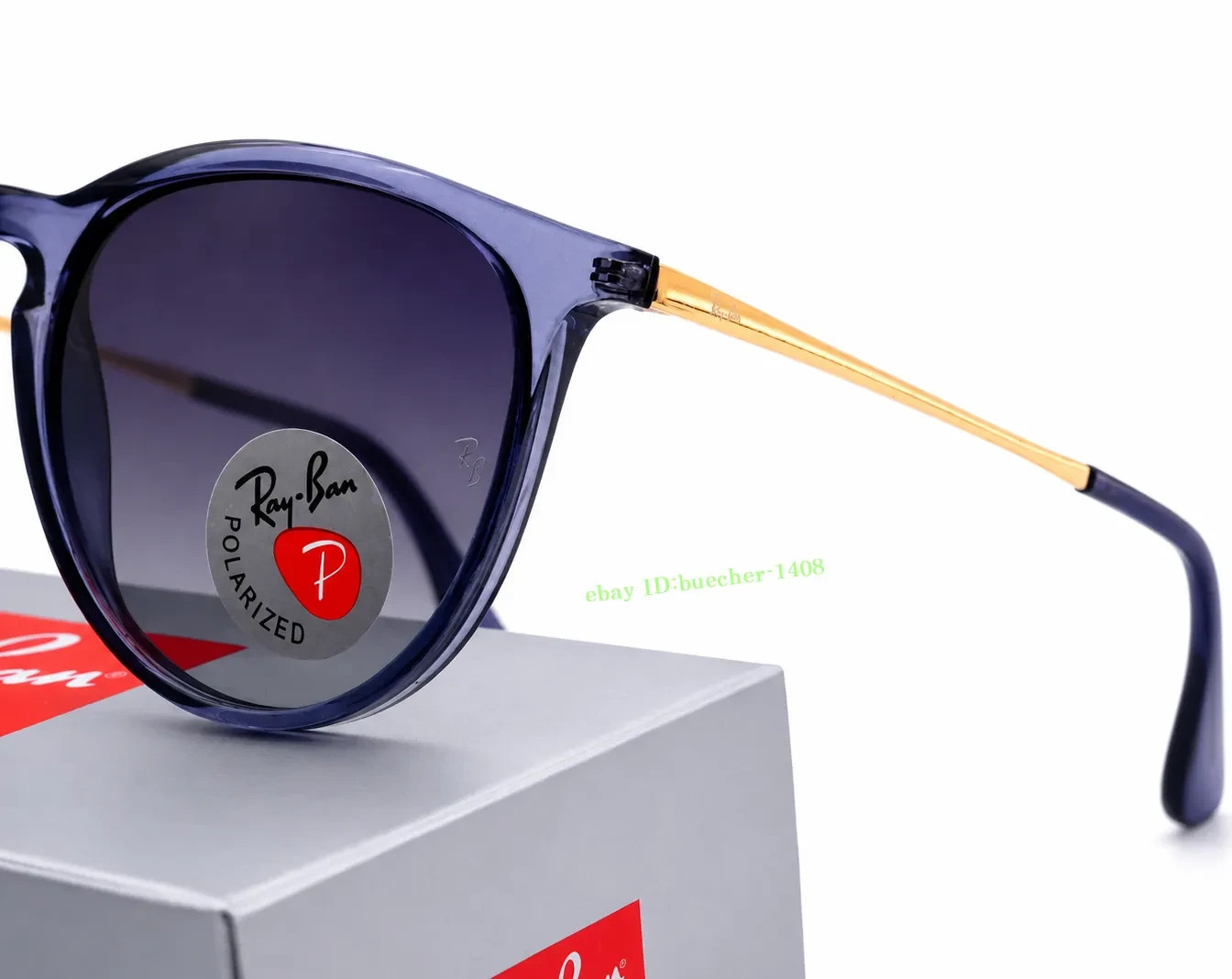 *New* RB4171 6592/T3 Erika Ray-Ban Polarized Sunglasses Grey Lenses Blue Frame