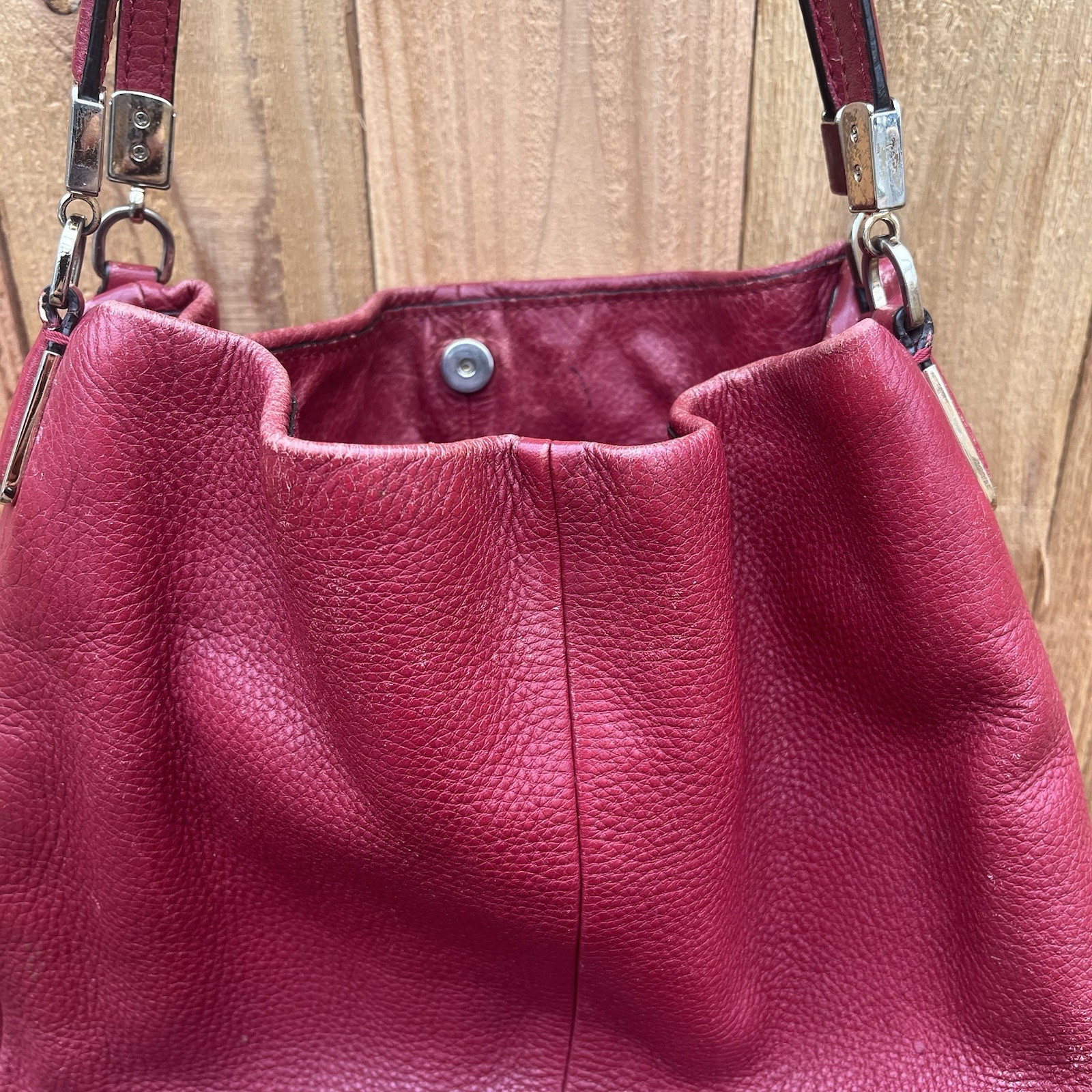 Coach 26224 Madison Phoebe Pebbled Leather Shoulder Bag Scarlet