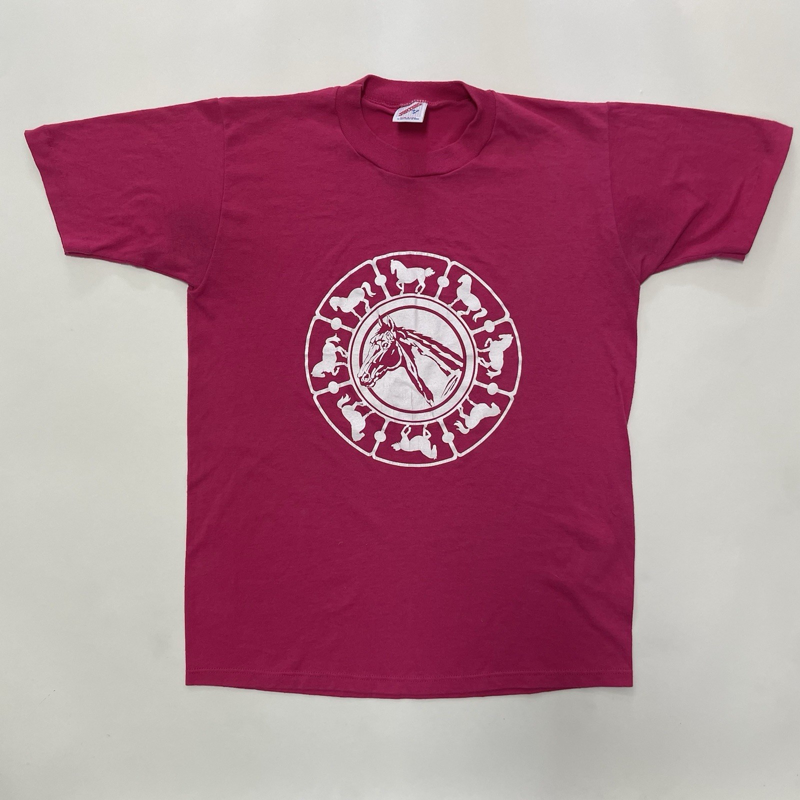 1980s Horses Carousel Vintage Graphic T-Shirt Single Stitch Jerzees Size M