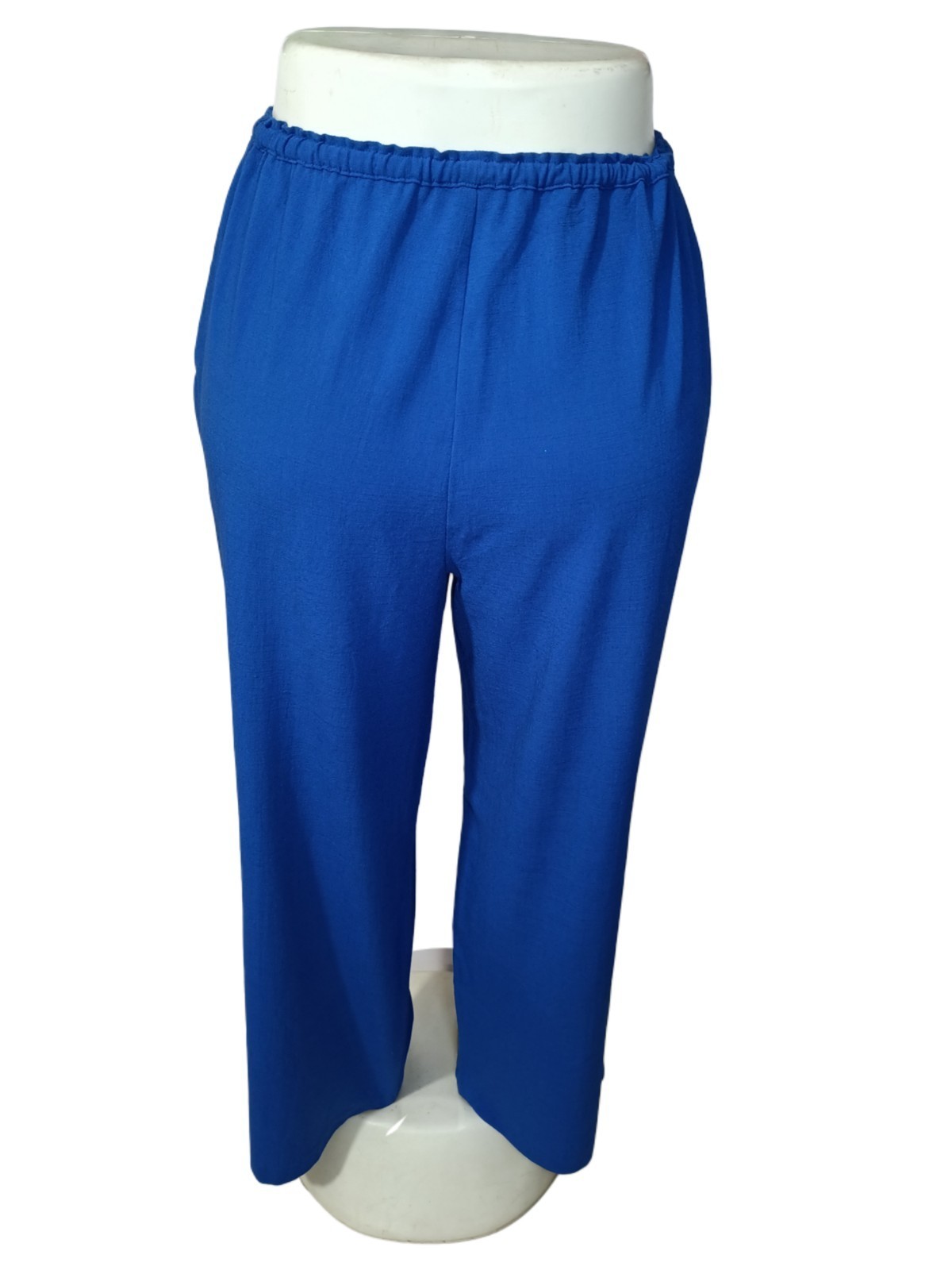 H&M Blue Wide Leg Dress Pants Adjustable Waist Drawstring Free Size 30 To 36 In