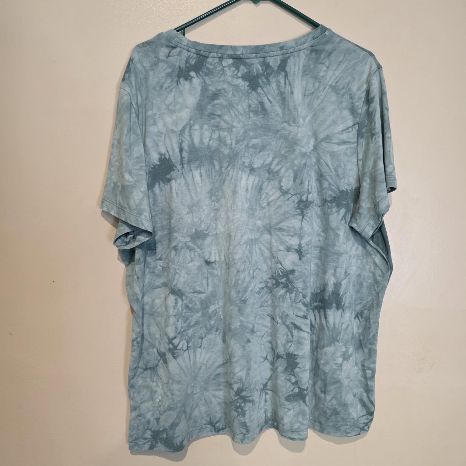 Mondetta Women’s Green Tie-Dye Stretch Knit Crew Neck Short Sleeve T-Shirt XXL