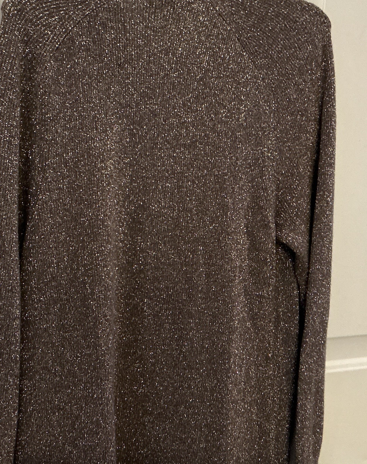 Ann Taylor Metallic Knit Open Front Cardigan Sweater w/ Pockets Gray M