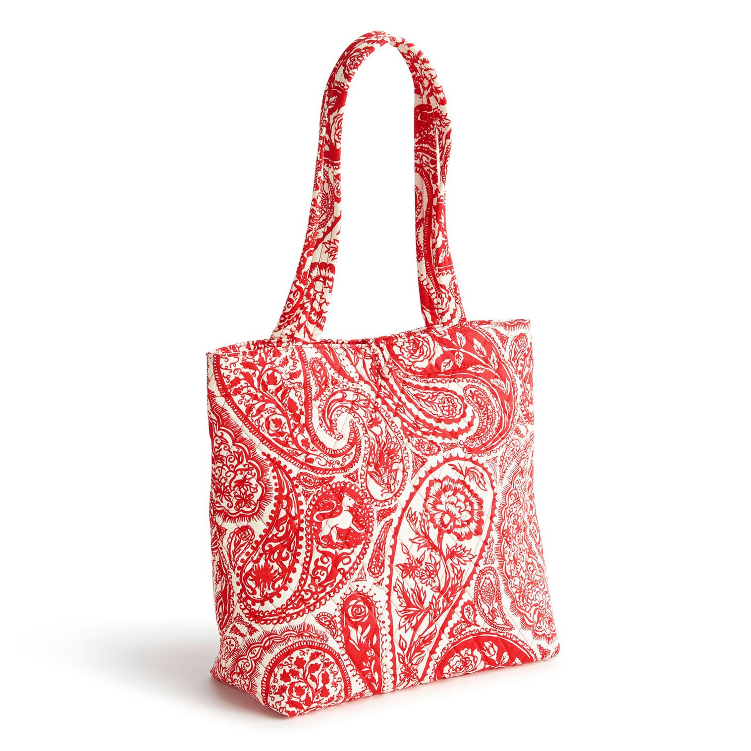 Vera Bradley Original Zip Tote Bag In Quilted Cotton Paisley Key in Red $80