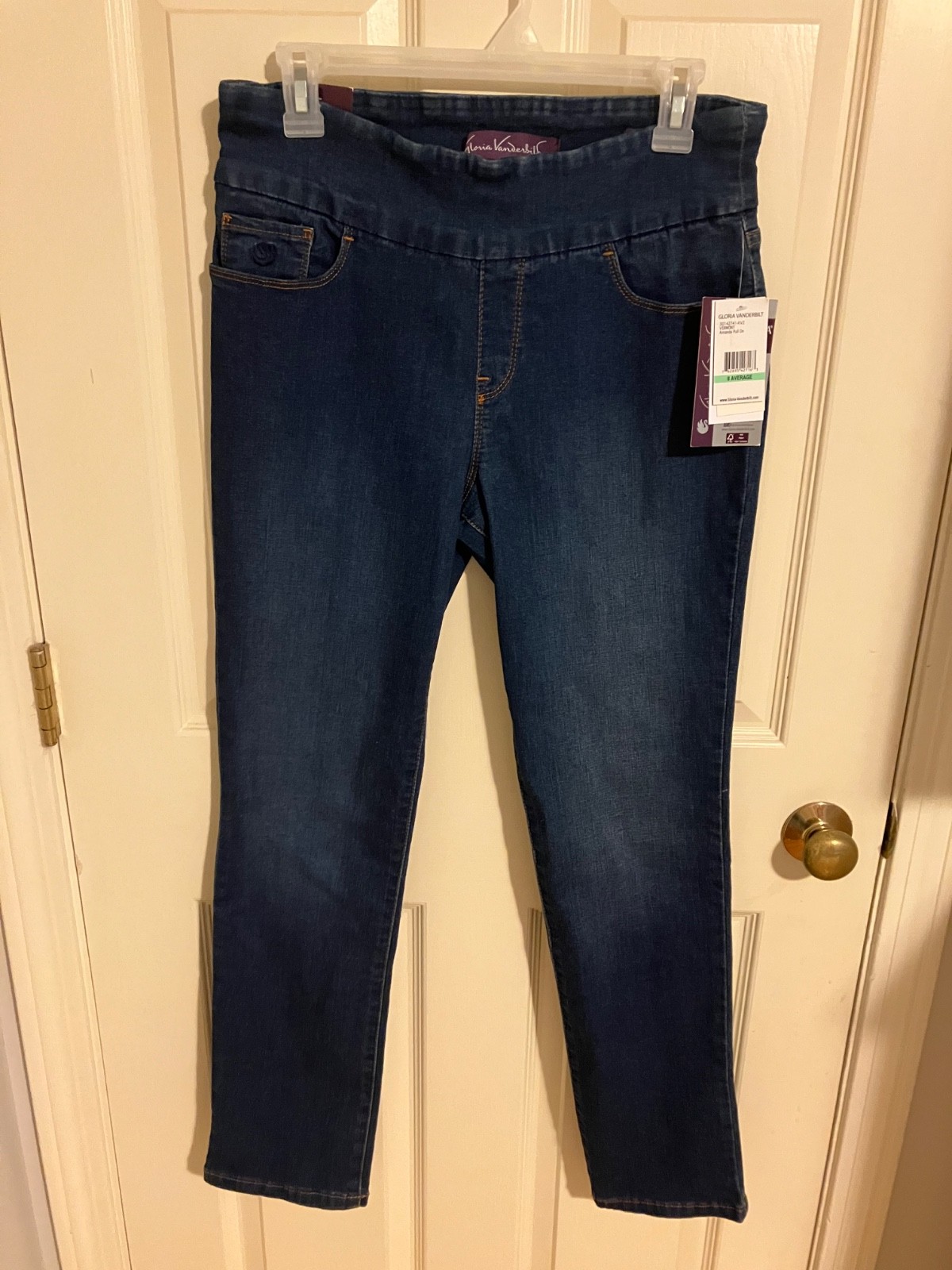 NWT Gloria Vanderbilt Amanda sz 8 pull on jeans slim leg classic rise Free ship