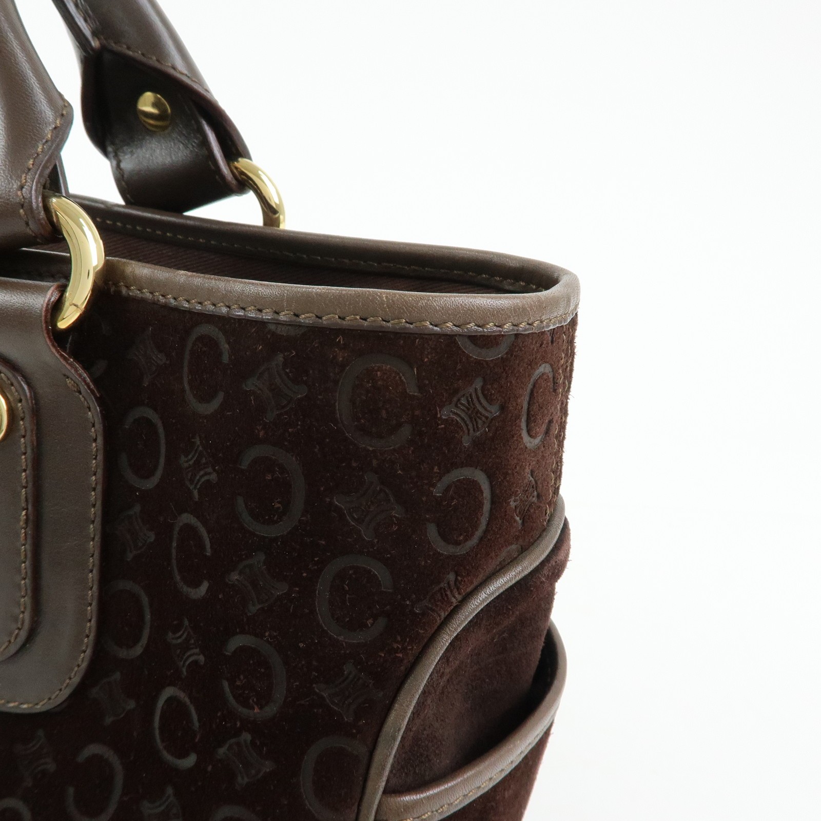 CELINE C Macadam Suede Leather Boogie Bag Hand Bag Brown Authentic Used F/S