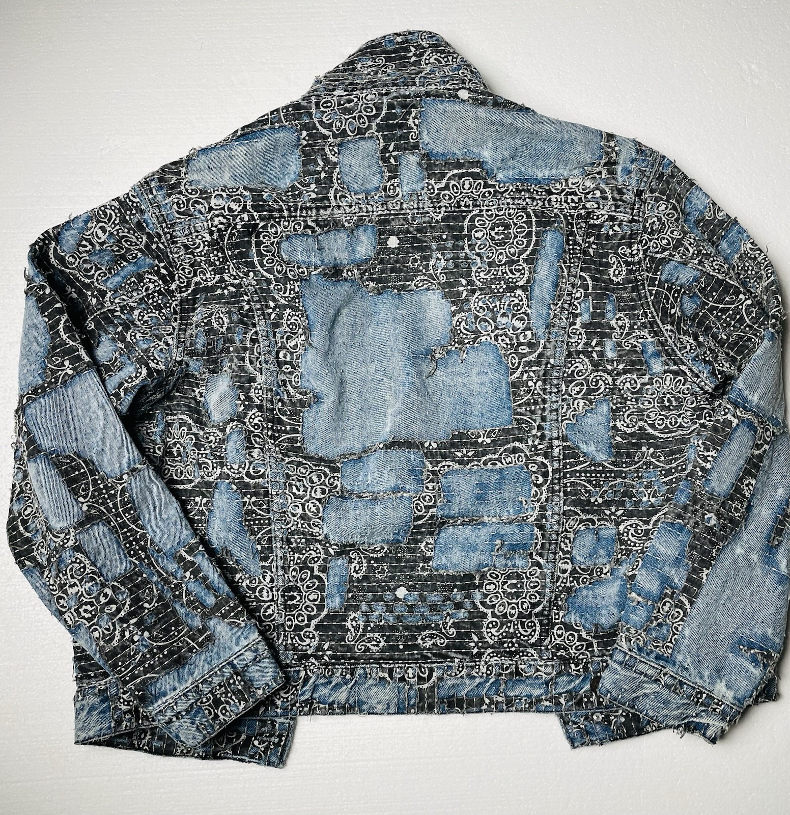 MNML Boro Paisley Denim Jacket Size L Excellent Condition