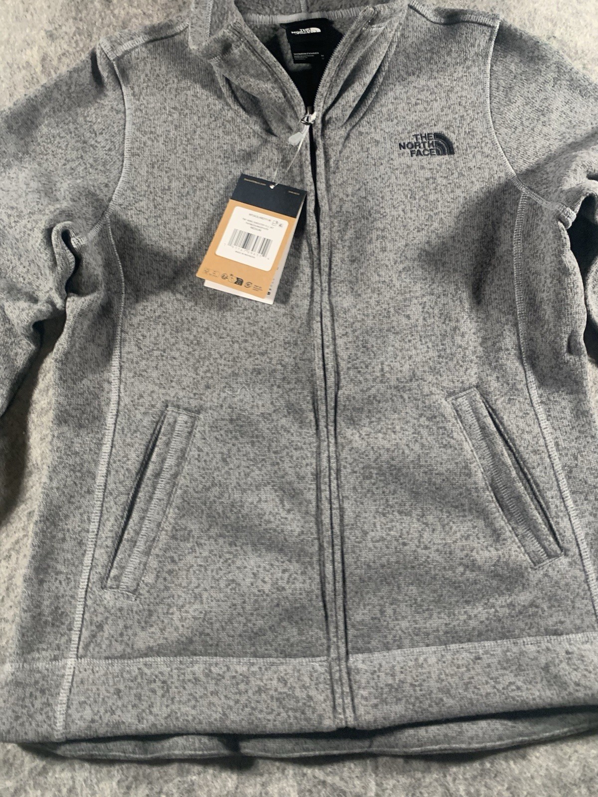 NWT The North Face Sweater Fleece Jacket Womens M Gray Full Zip Outdoor Hiking