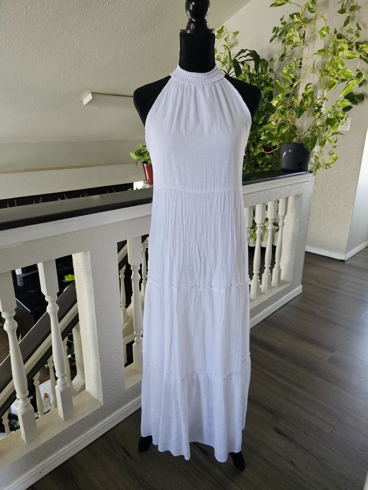 MILLE GABRIELLE White Halter Maxi Dress Small