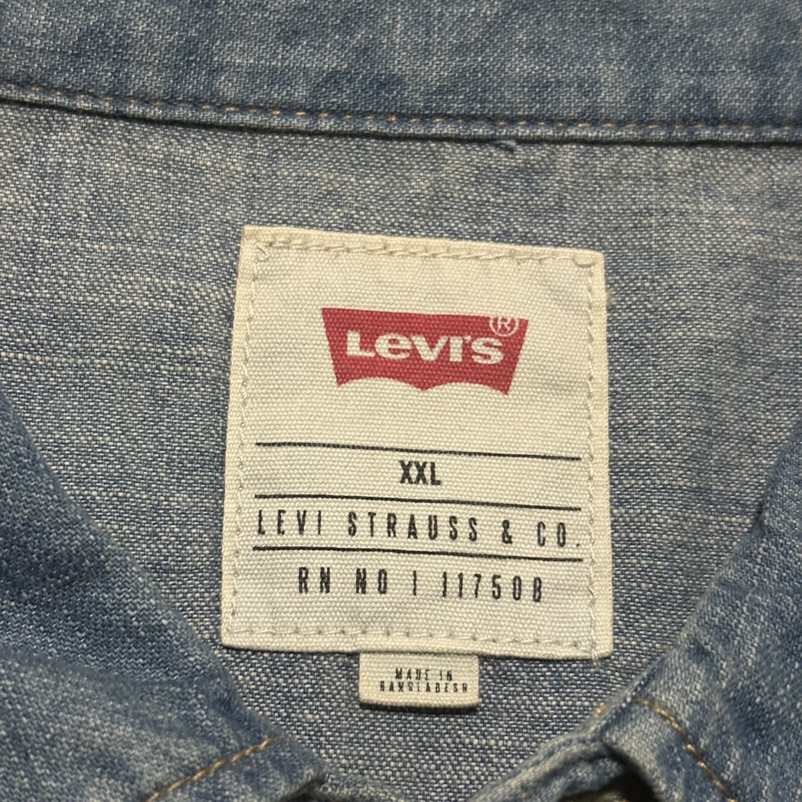 Levi’s XXL Classic Casual Sawtooth Denim Western Shirt Medium Blue 3LYLW2262 NWT