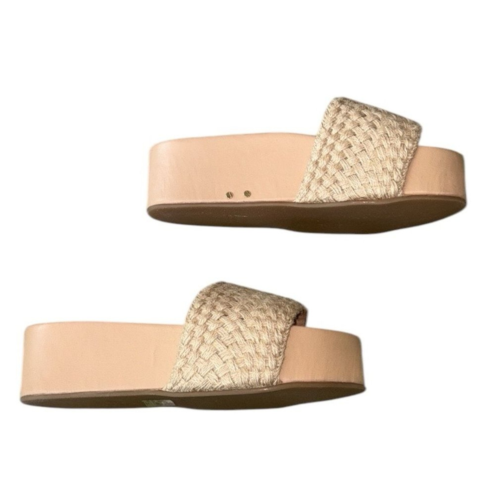 NWT RARE Beek Tan Woven Jute Leather Platform Sandals Slides – 10
