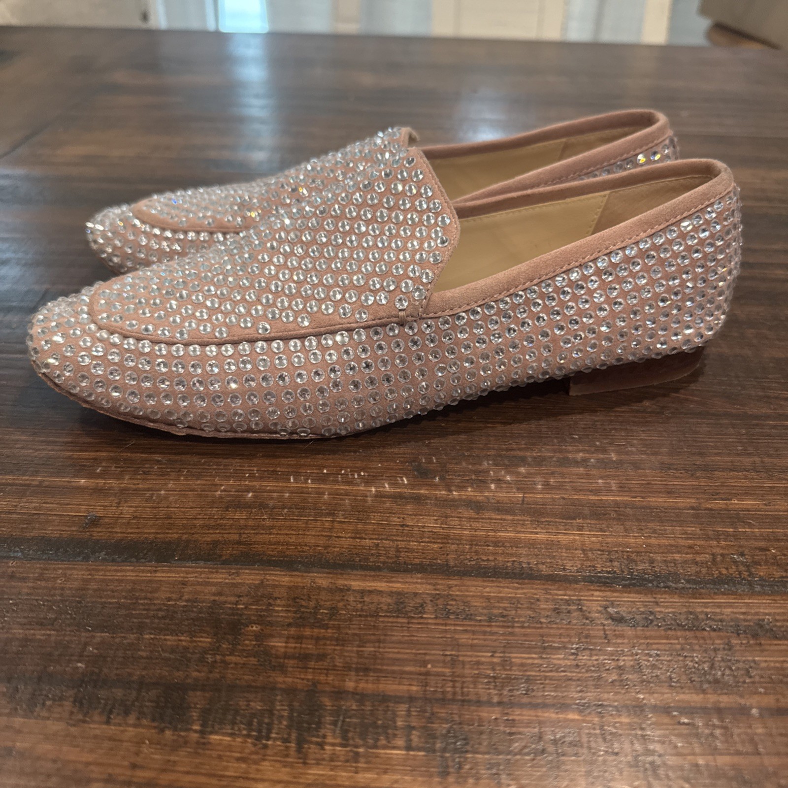 Lola Cruz Pink Rhinestone Loafers Size 40