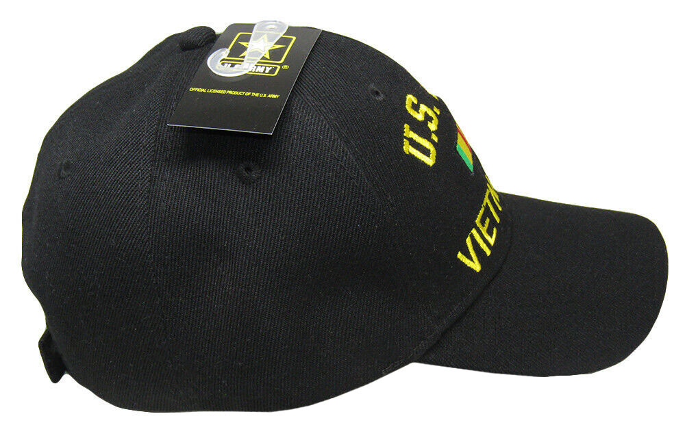 U.S. Army Vietnam Vet Veteran Black Ribbon Embroidered Cap Hat (LICENSED)