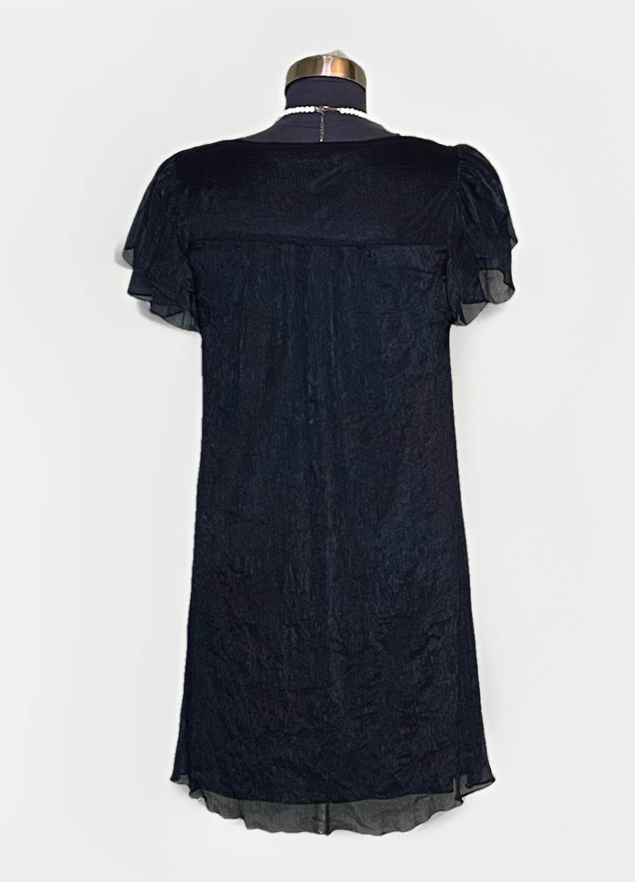 Pretty Angel Black Silk Whimsigoth Fairy Grunge Babydoll Mini Dress Y2K XL