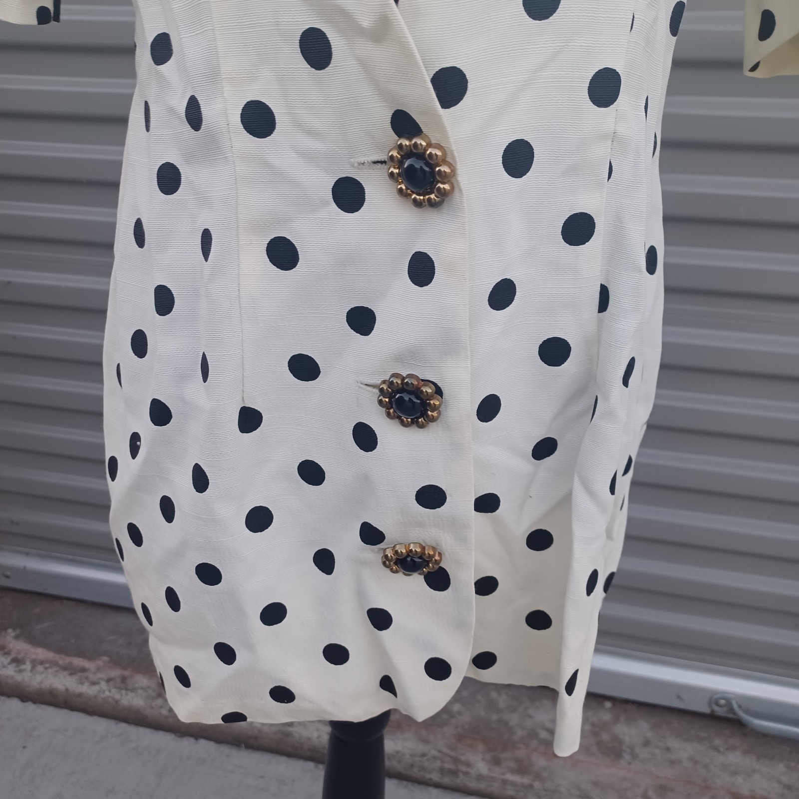 Scarlett Vtg Union ILGWU Twee Shoulder Pad Mod Retro Polka Dot Blouse 7