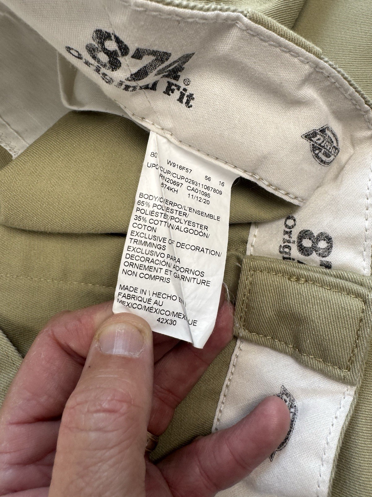 New Dickies 874 Original Fit Khaki Work Pants Men’s 42×30 Uniform Chinos Beige