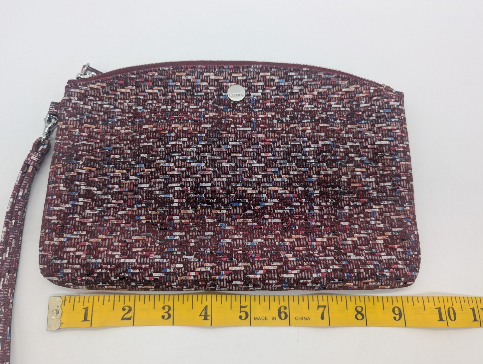 Lodis Red Shreds Wristlet Makeup Bag 10″X7″ And Wallet 5″X3″ Excellent Condition