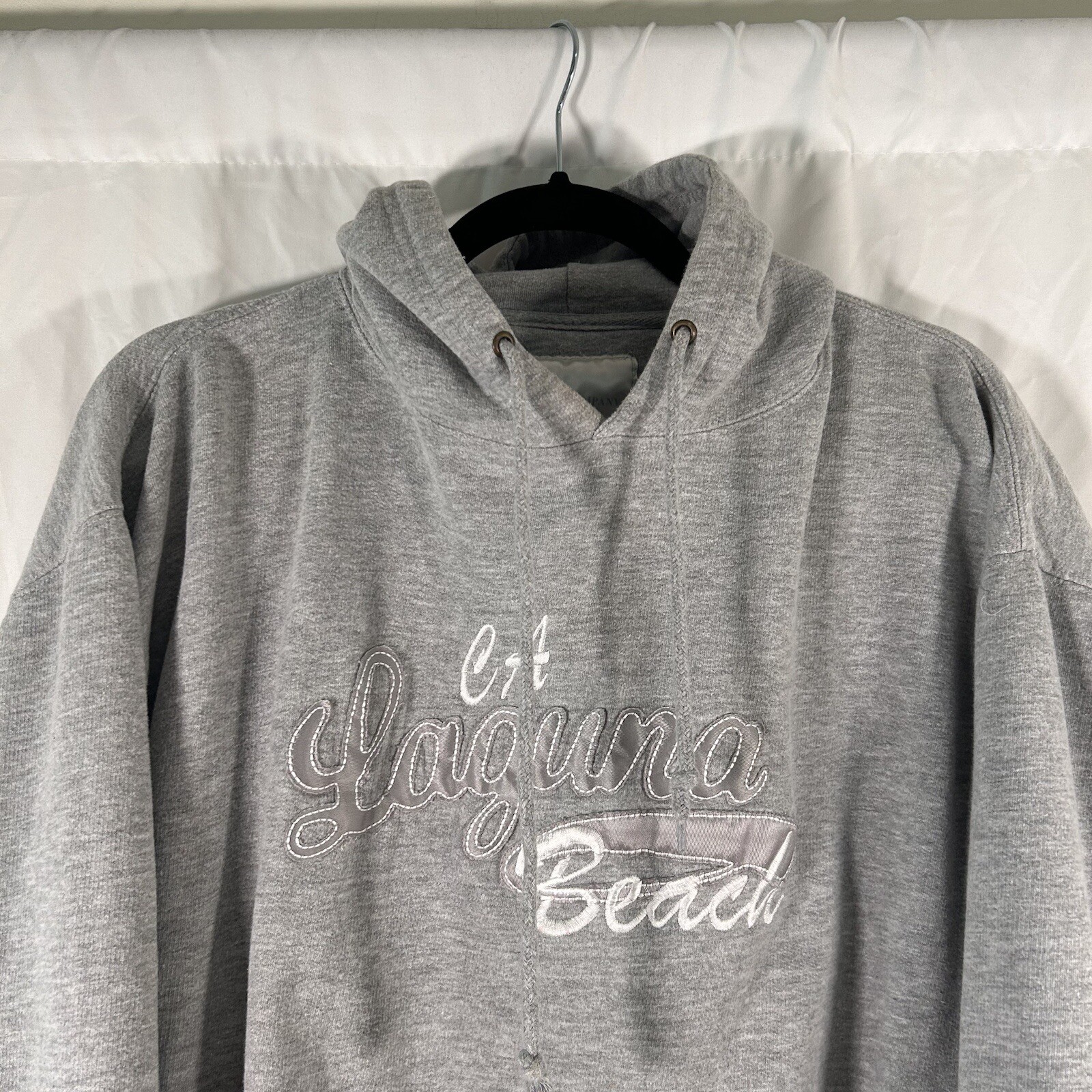 Laguna Beach Hoodie Women’s Large Grey Pockets Long Sleeve Cotton Blend