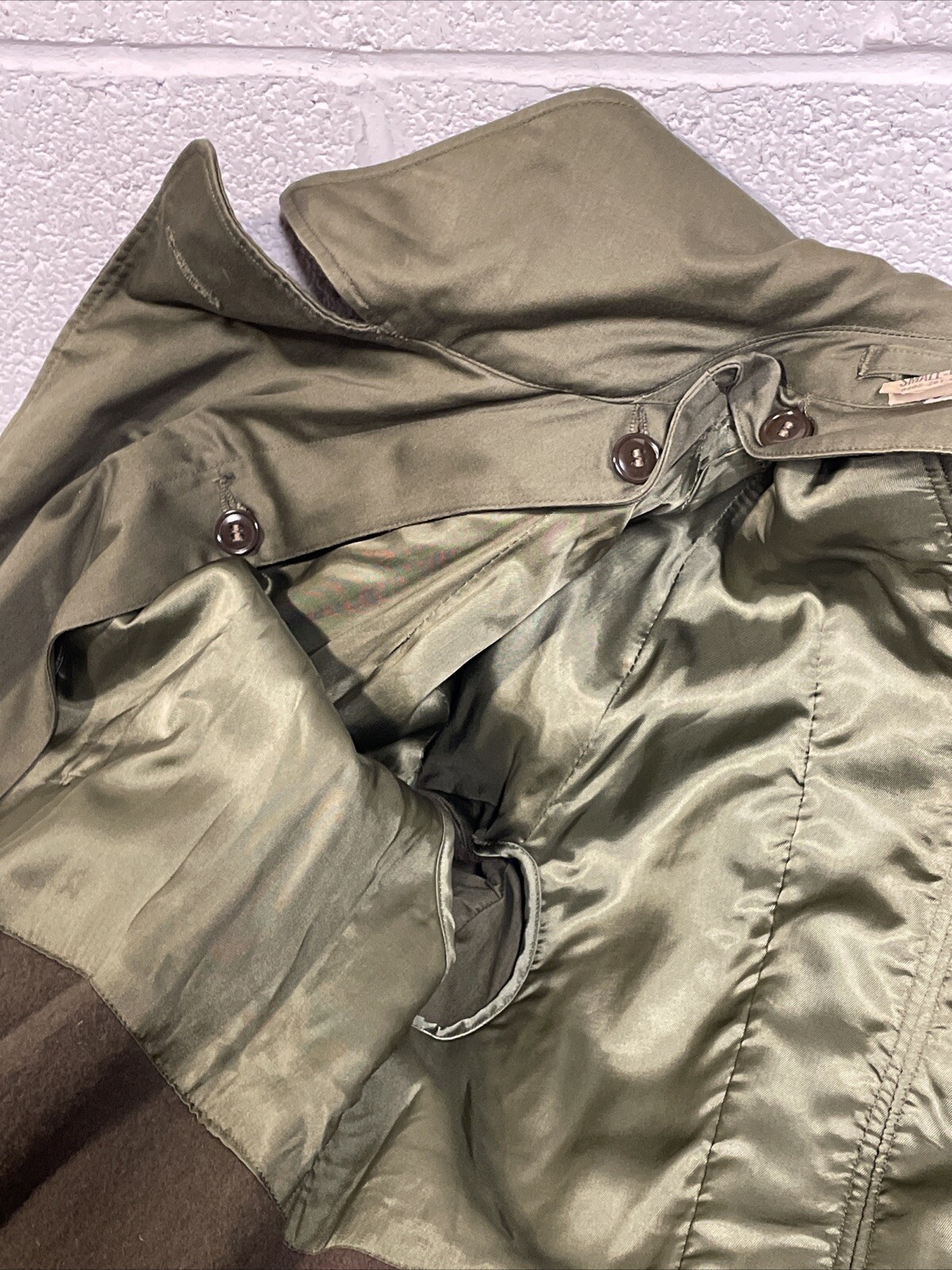 1953 Korean War US Army Winter Great Coat Lining OG-107 Overcoat Cotton Small