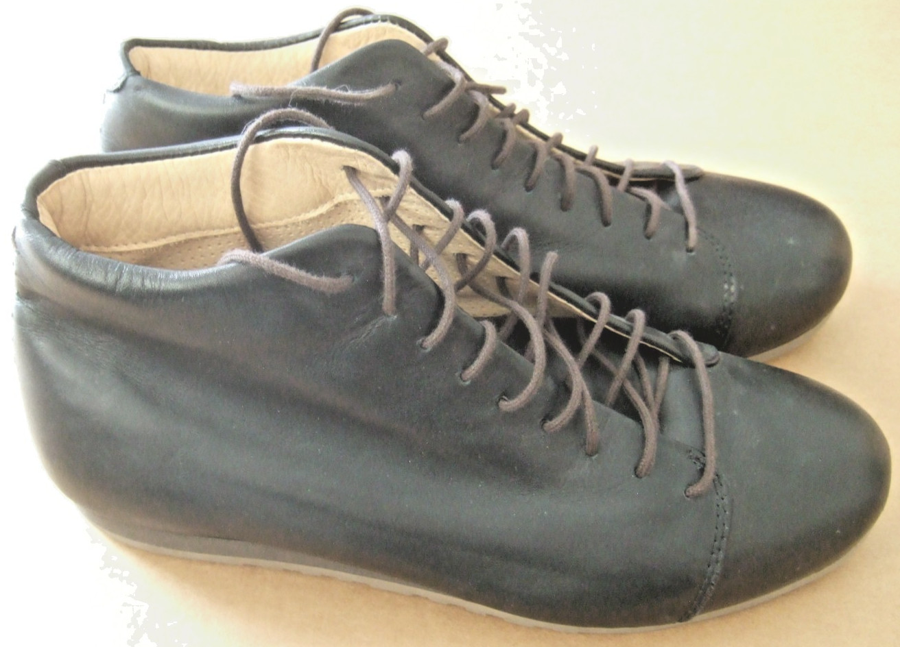 ICH BIN ATHEIST BLACK LEATHER CALFSKIN LINED BOOTS/SHOES Sz 36 W5.5 21-10