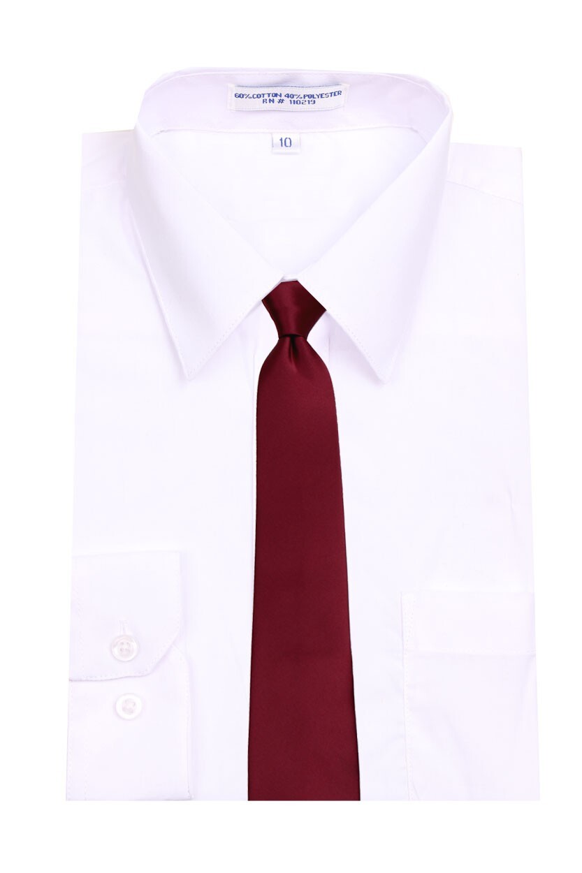Boy’s -Burgundy Solid Satin Necktie for School Weddings Formals – NWT