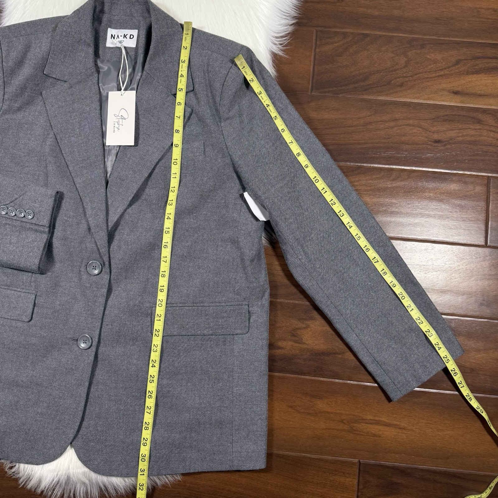 NA-KD X Stephsa Women’s Size EU 42 / US 12 Gray Oversized Blazer Jacket