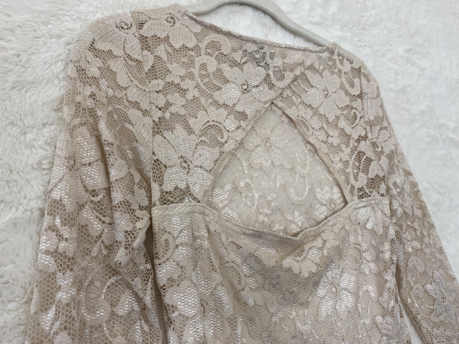 ASOS Womens Iridescent Floral Lace Cut Out Back Midi Dress Size 6 Sexy Bodycon