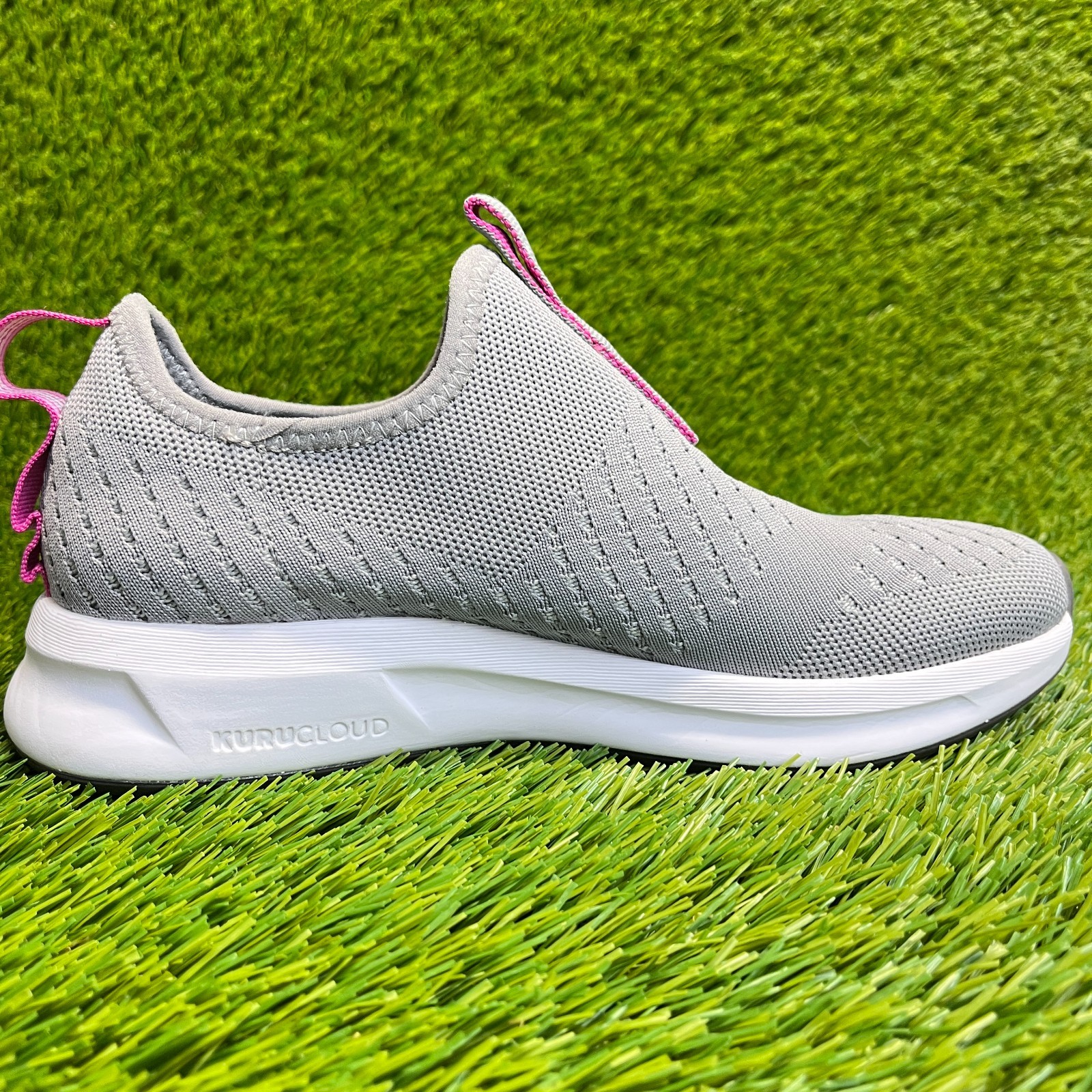 Kuru Atom Womens Size 6.5 Gray Purple Athletic Walking Slip On Shoes Sneakers