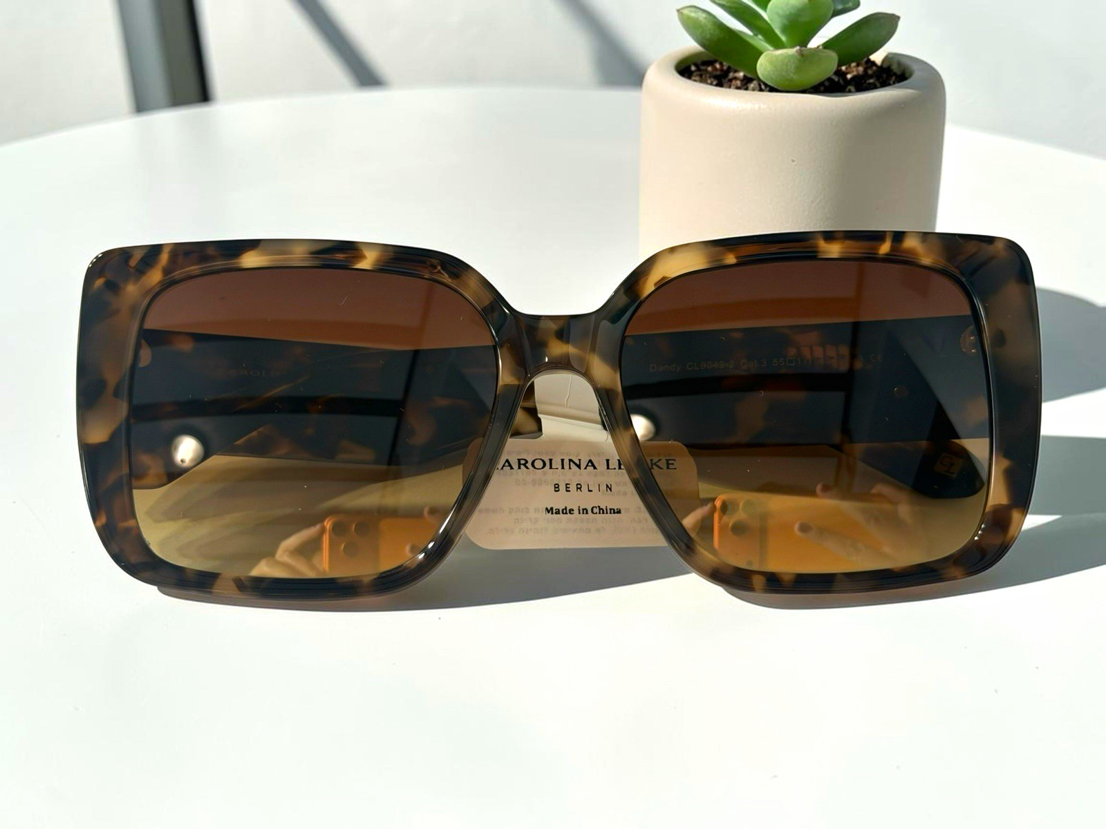 Carolina Lemke CL9049-02 Women’s Oversized Square Tortoise Brown UV400 145mm