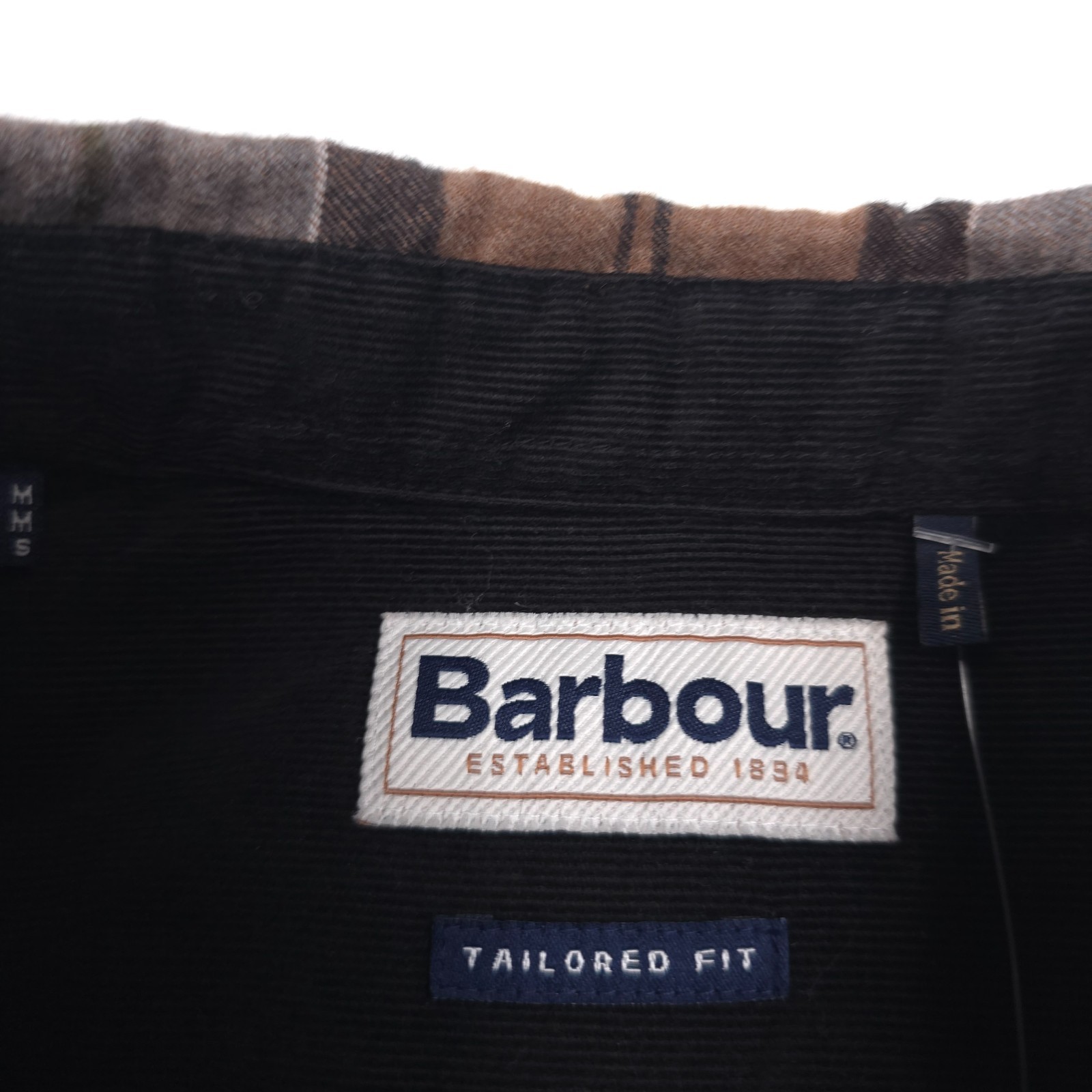 $110 Barbour Cedarwood Plaid Rasay Tailored Flannel Shirt Mens Size Small