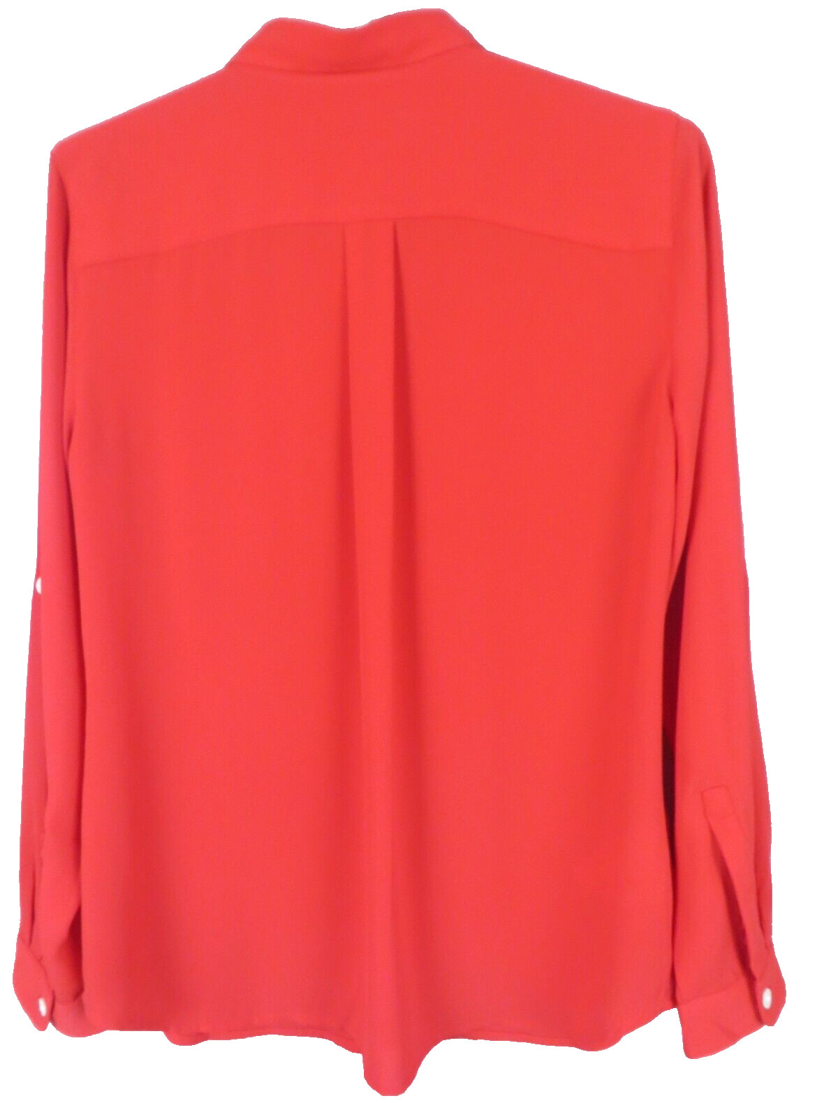 LOFT Women Slippery Comfy Polyester Blouse 2-Way Long Sleeve Pocket Deep Red SP